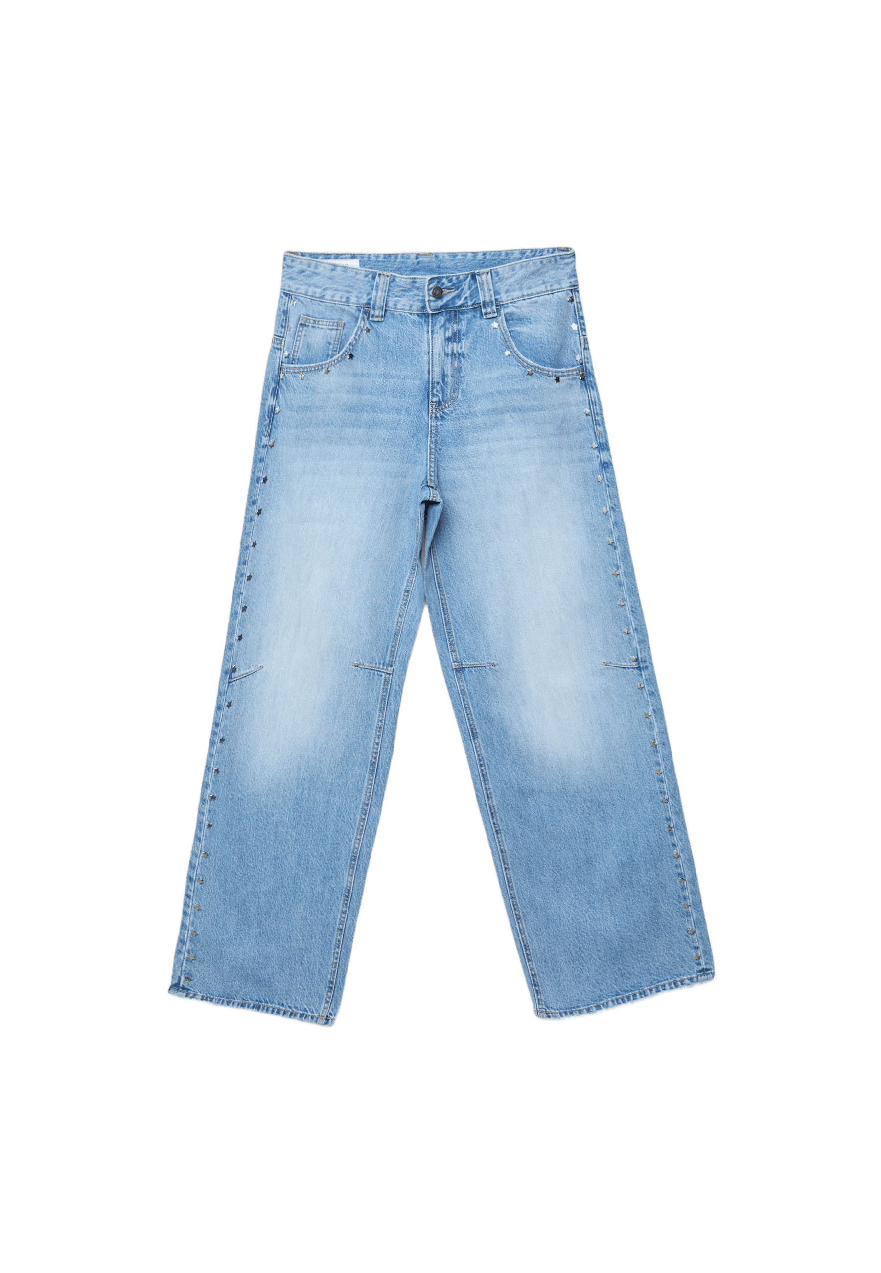 Super baggy jeans with side stars — MEDIUM LIGHT BLUE DENIM