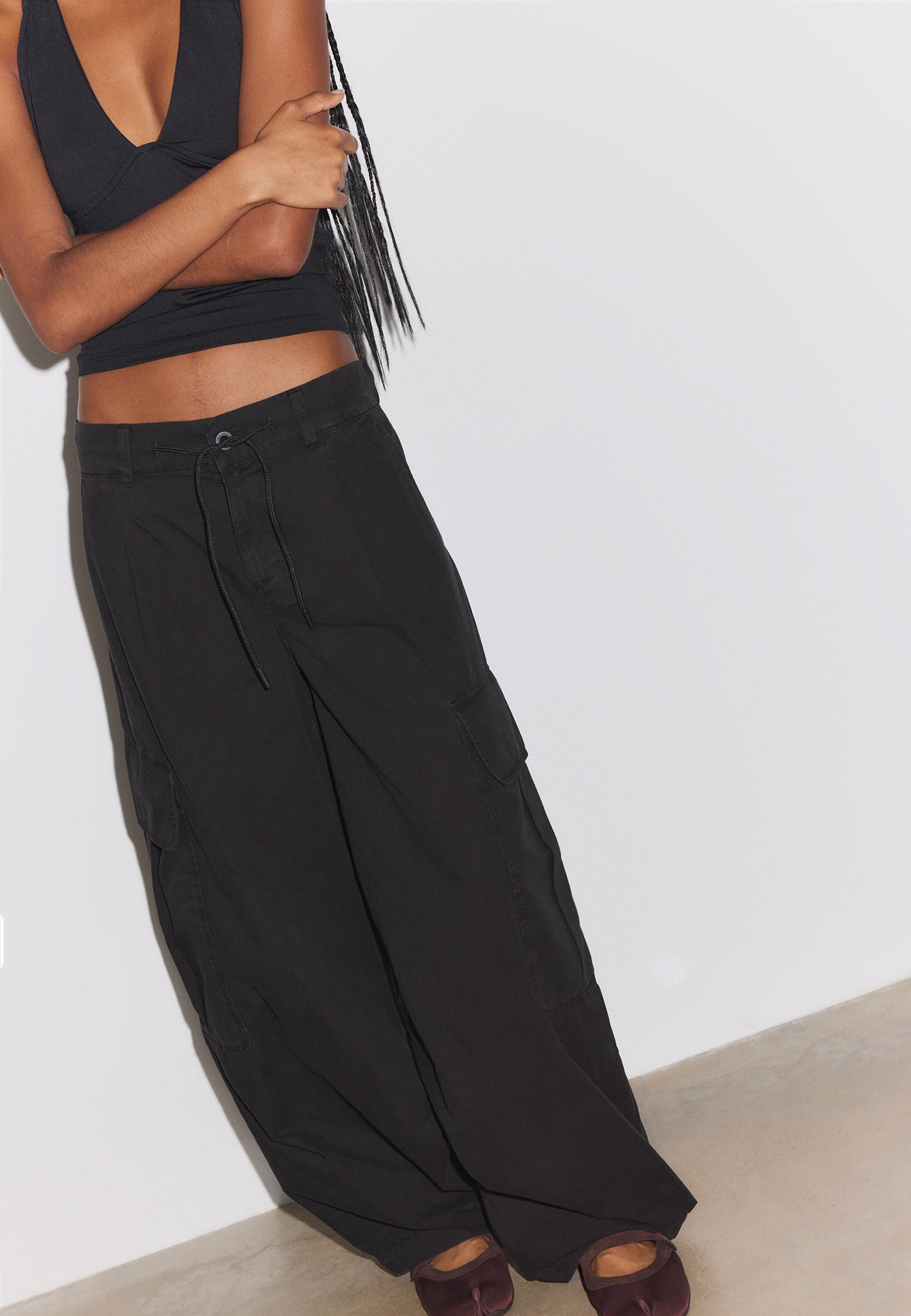 Poplin cargo trousers — Black