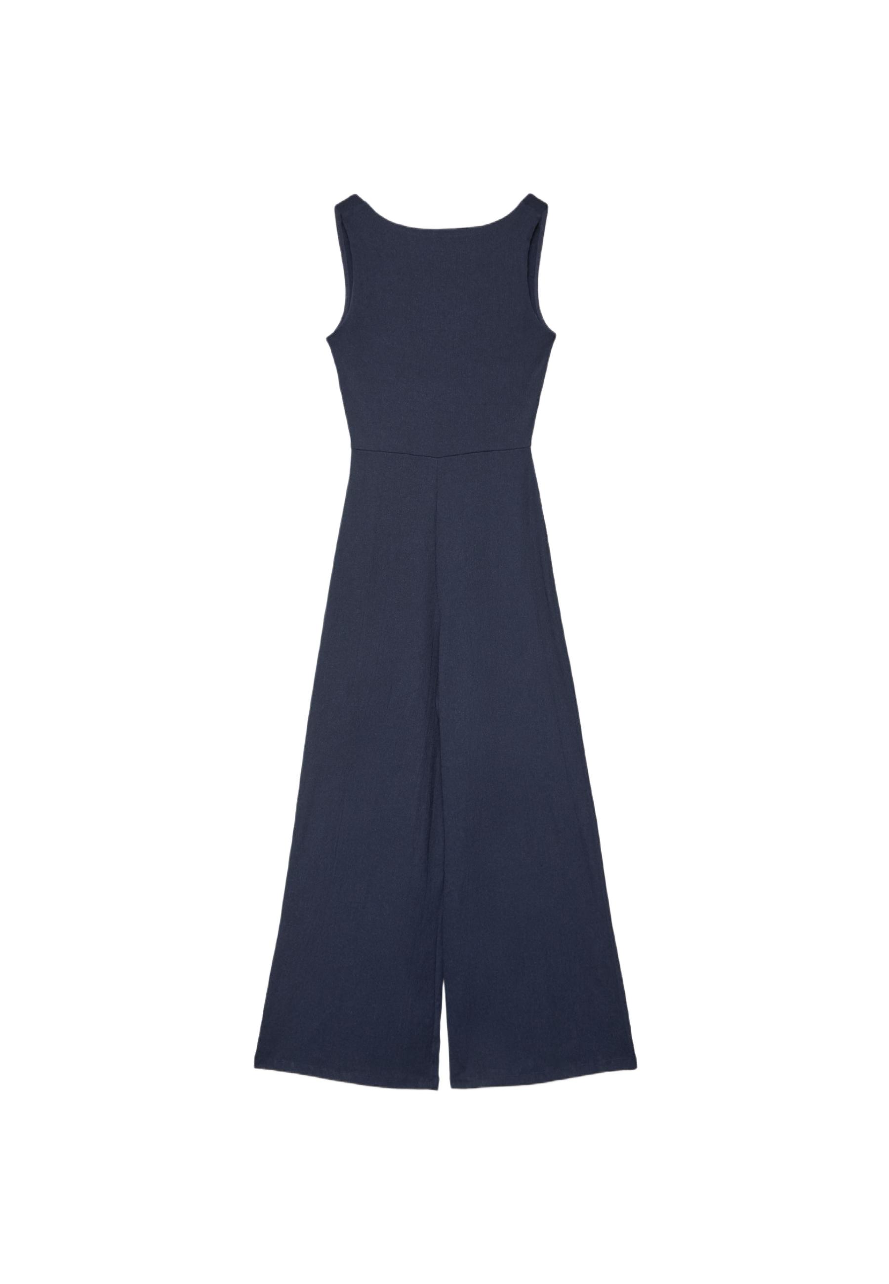 Long sleeveless straight jumpsuit — Navy blue