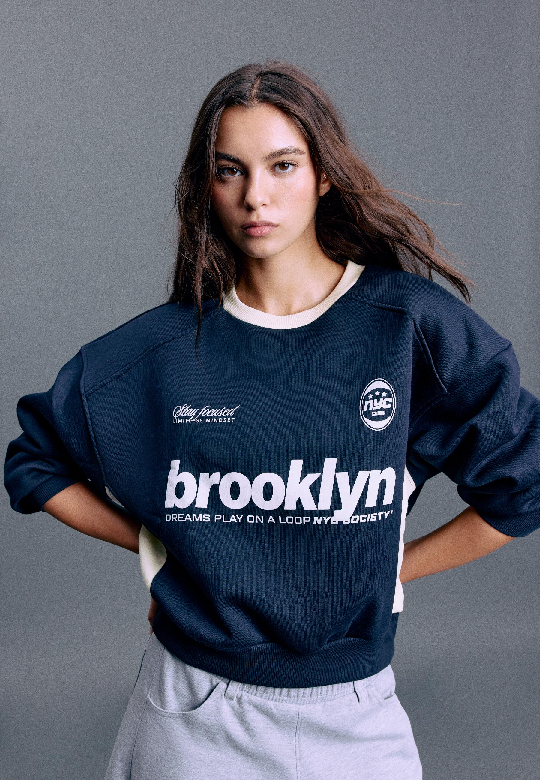 Contrast collar sweatshirt — Navy blue