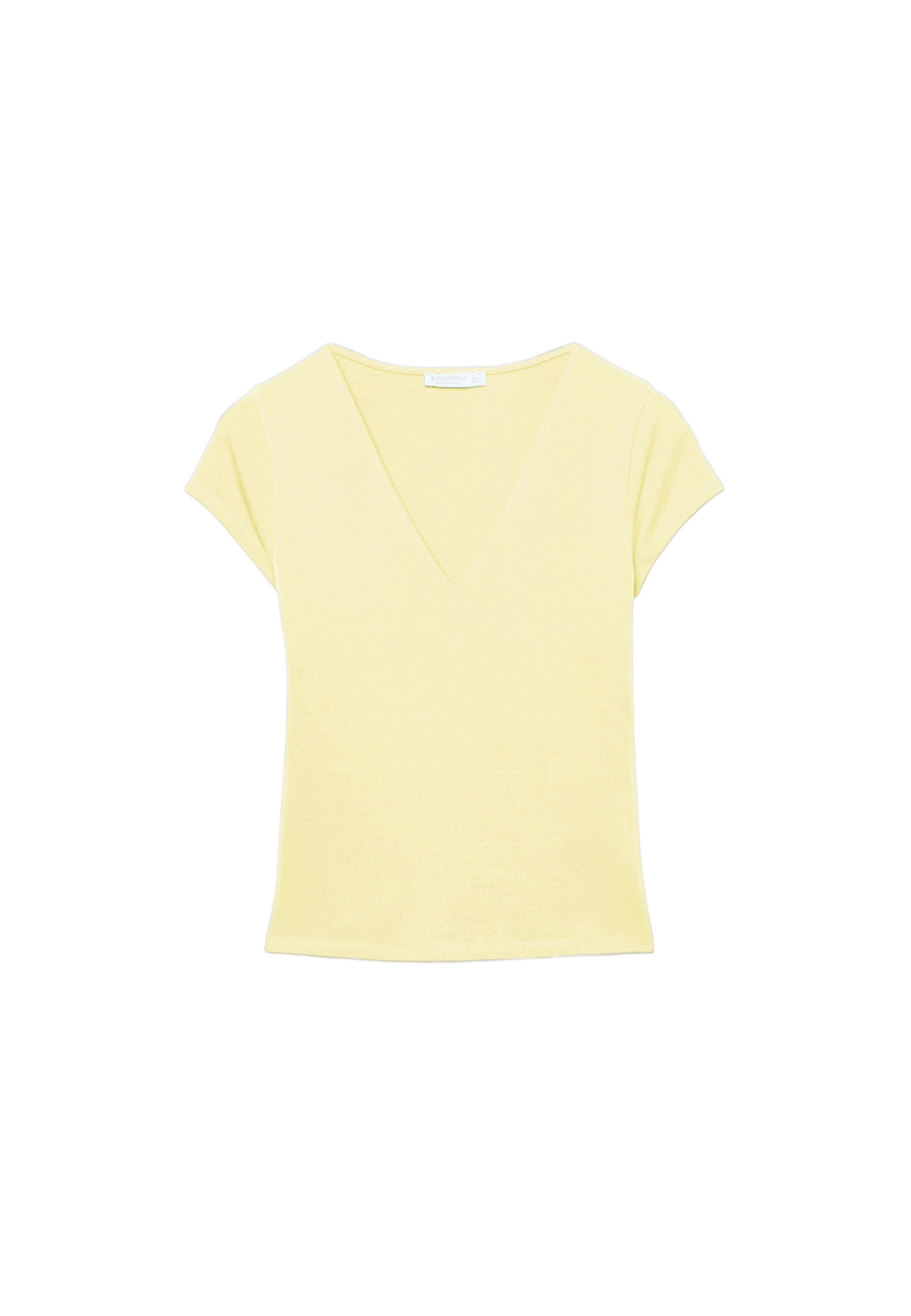 V-neck short sleeve T-shirt — Pastel yellow