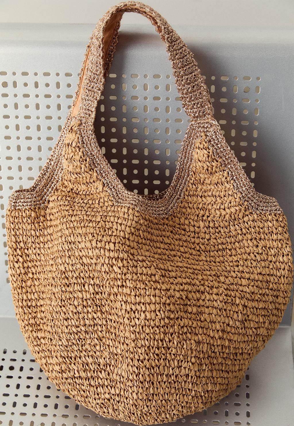 Bolso shopper estilo rafia brillo
