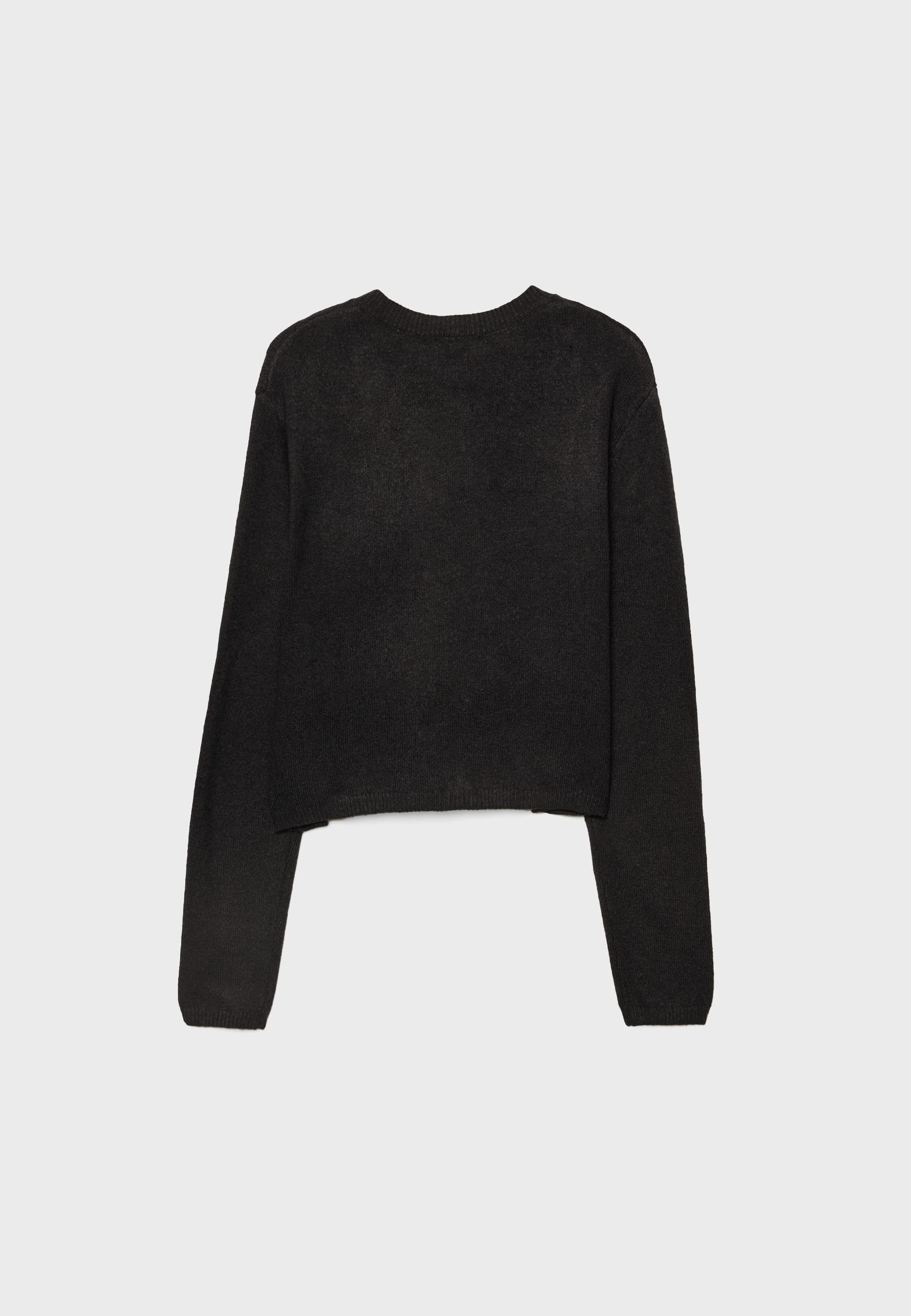 Soft-touch button-up knit cardigan — Black