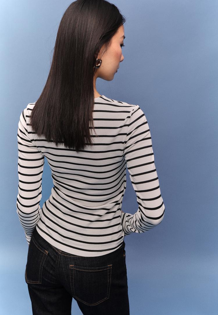 basic long sleeve striped t shirt