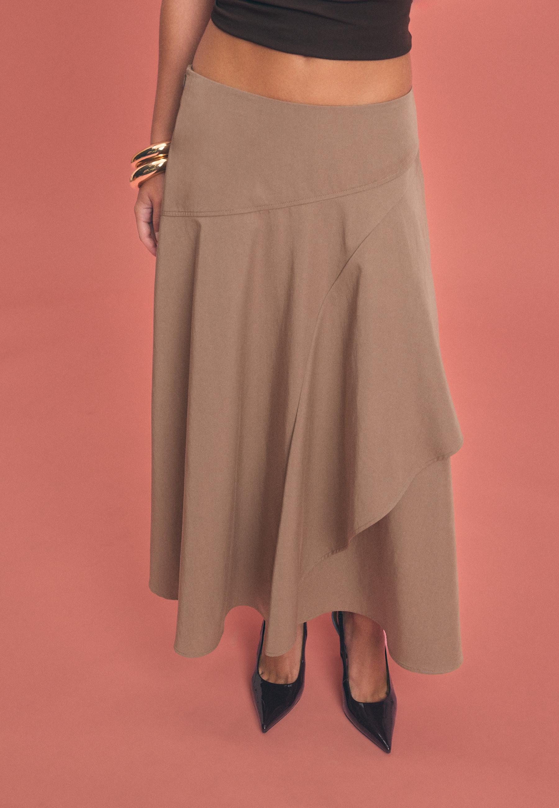 Layered midi skirt — Stone