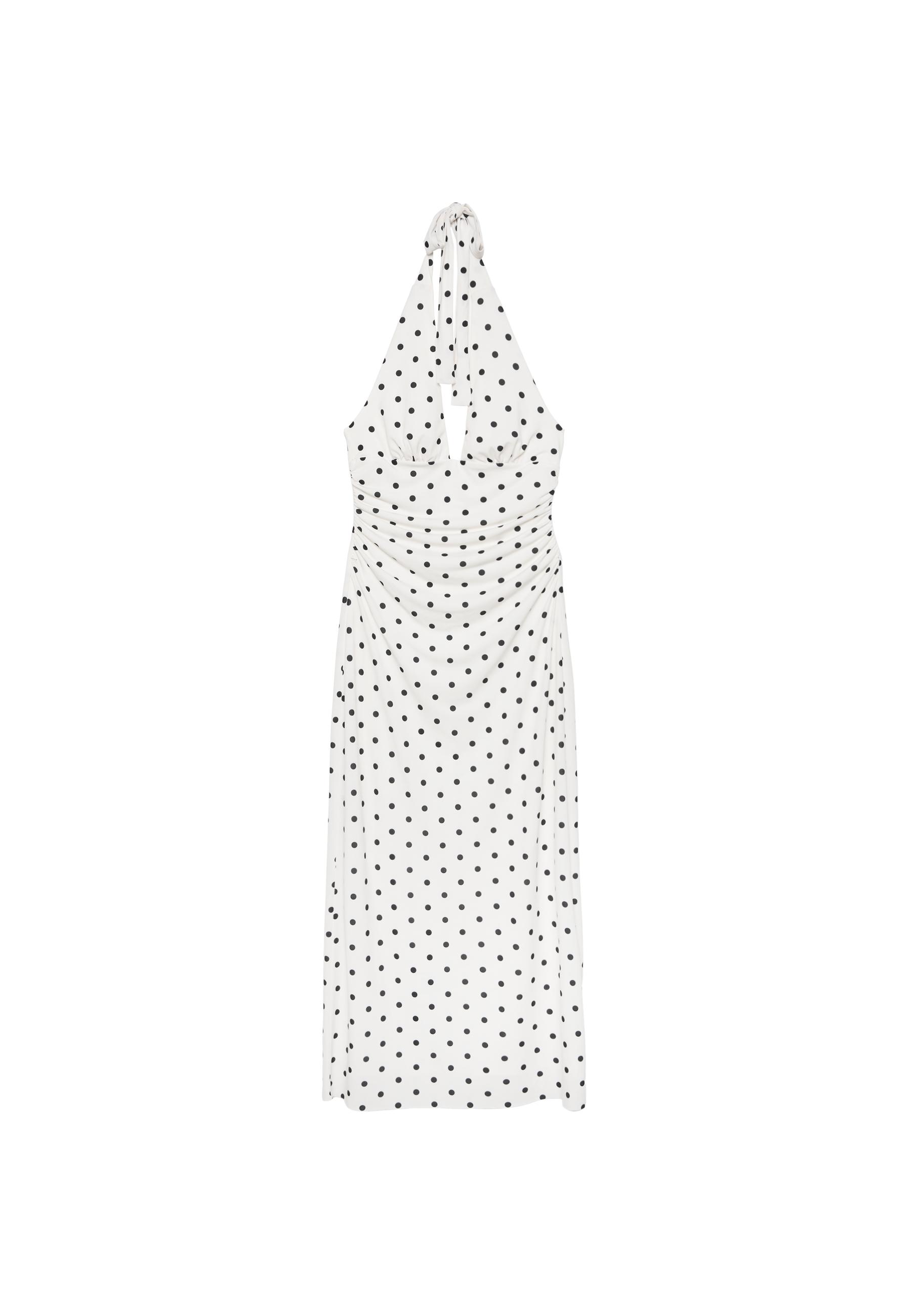 Halter neck backless midi dress — Ecru