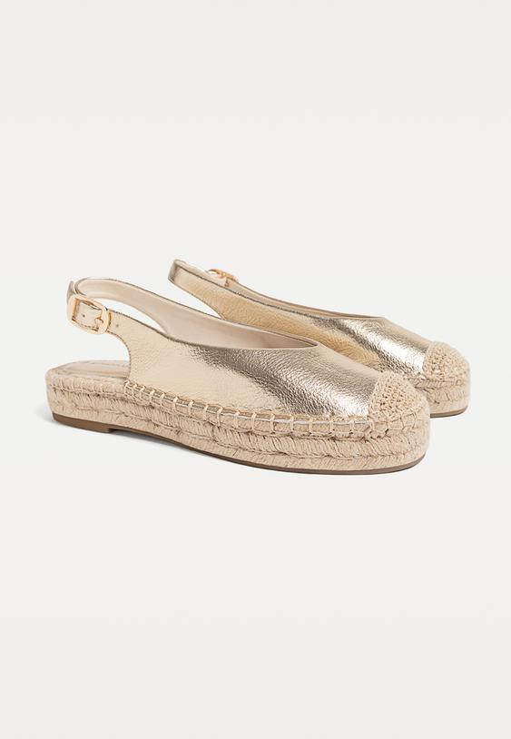 metallic espadrilles met open hiel