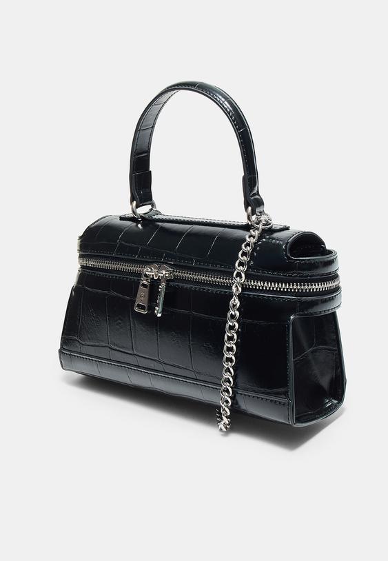 Stradivarius Mini Coconut-Effect Crossbody Bag Black Os