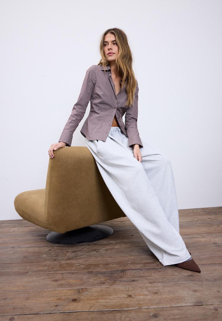 Stradivarius Jogger Balloon Pinzas Γκρι Μελανζέ Xs