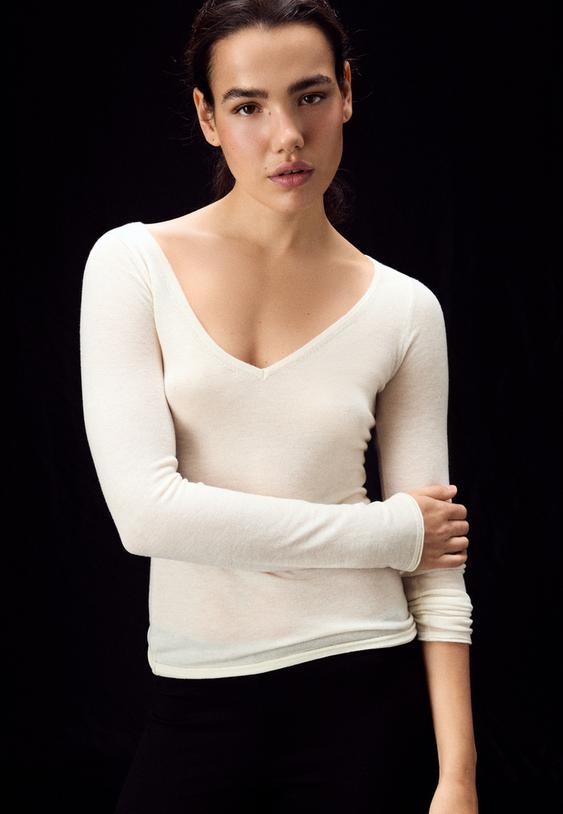 jersey basico lana seda cuello pico
