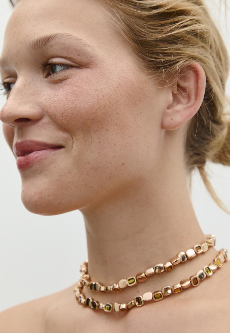 set 2 collares beads metalicos