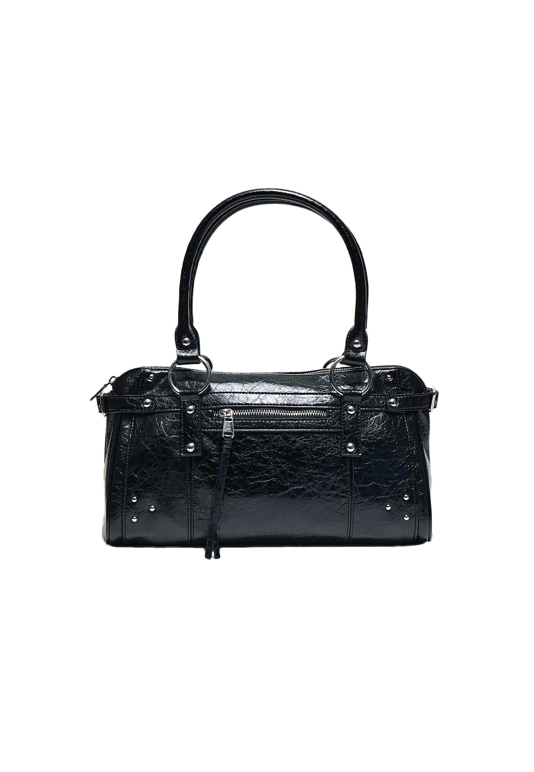 Studded shoulder bag with pocket — Black