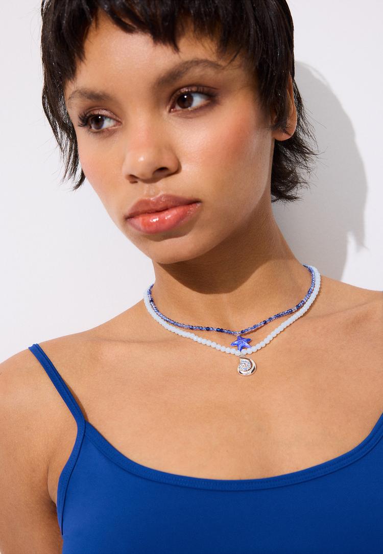 Stradivarius Σετ Κολιέ Με Χάντρες Θαλάσσης Γκρι Os φωτογραφία