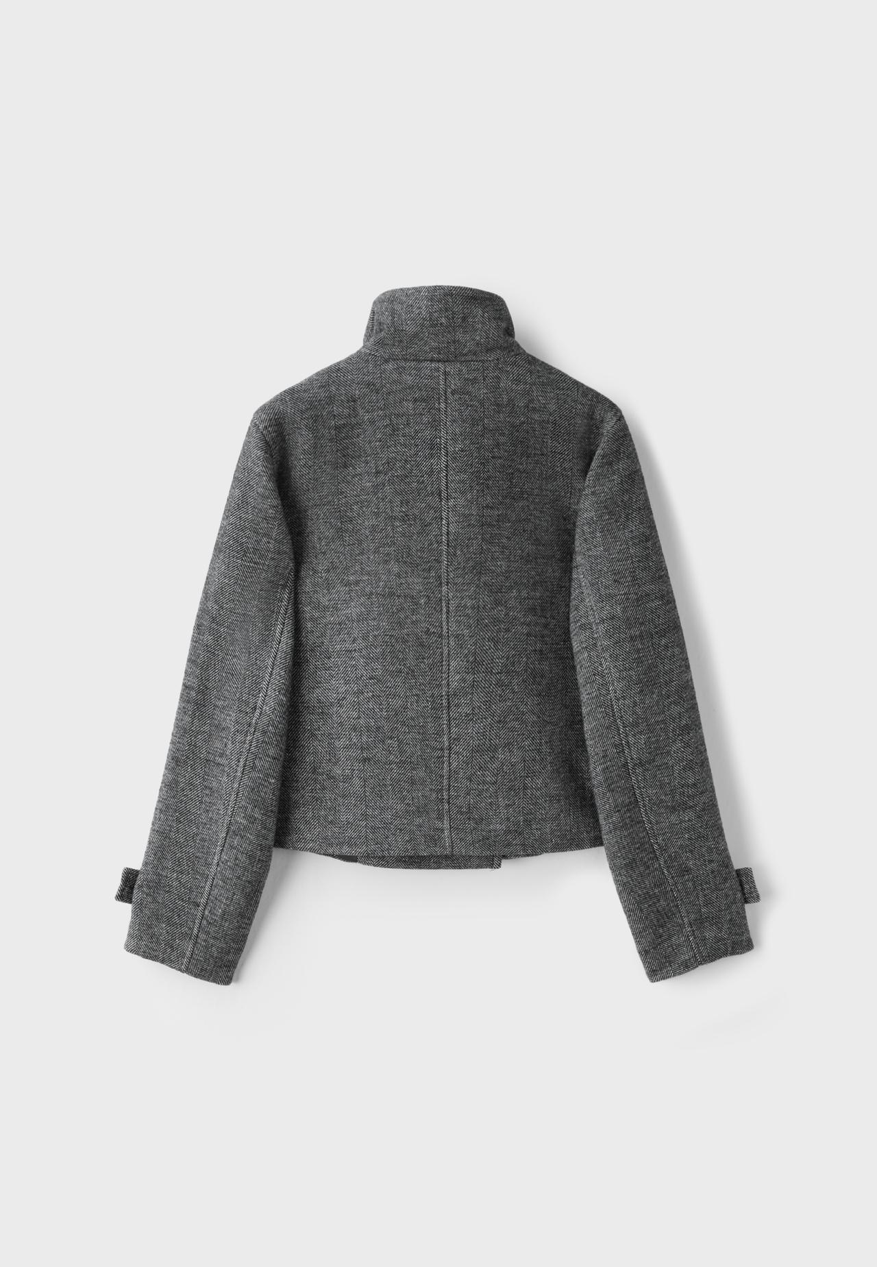 High neck wool-blend jacket — Dark grey