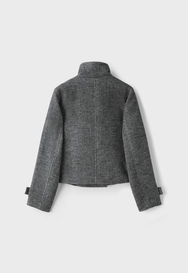 High neck wool-blend jacket — Dark grey 8