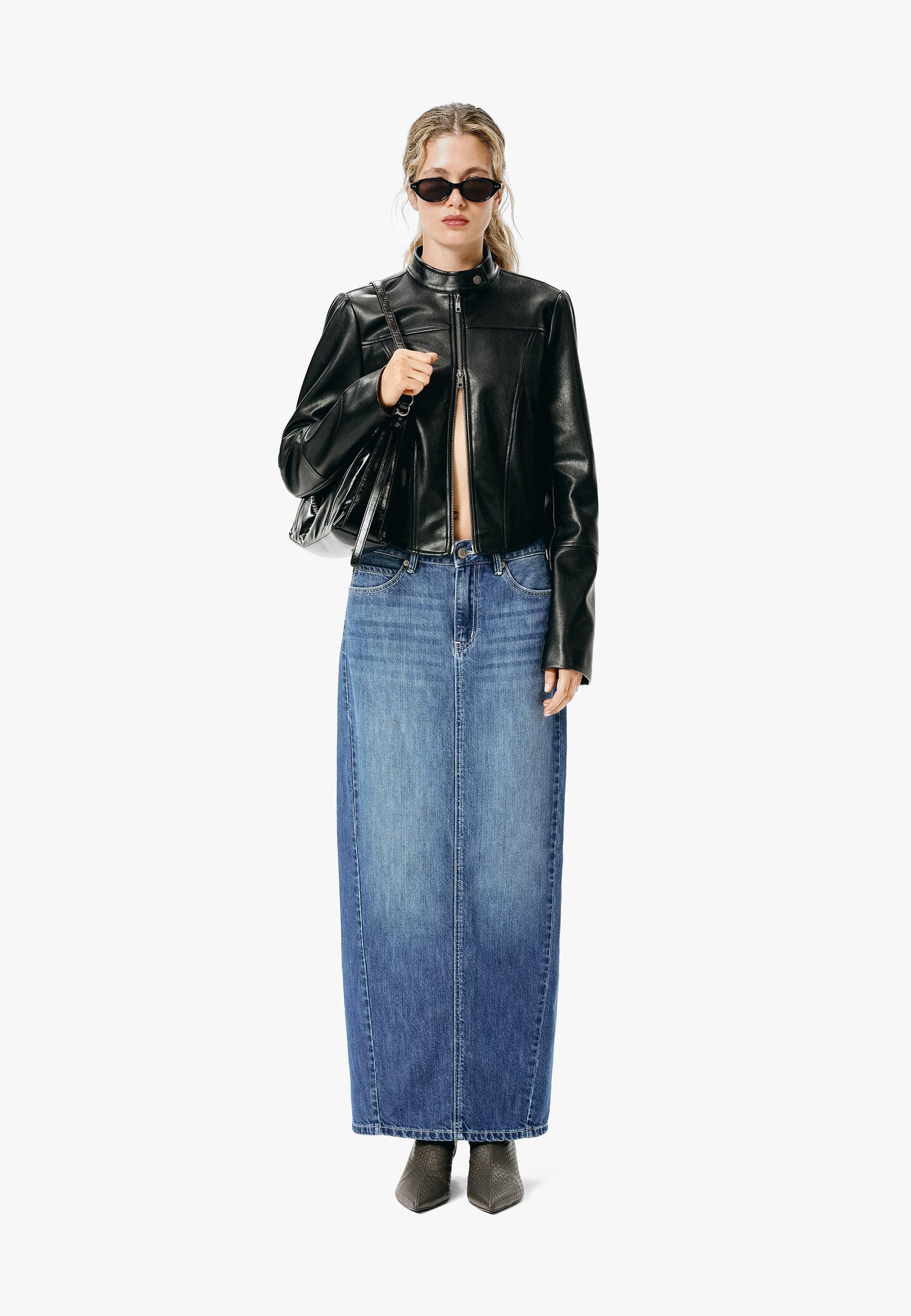 Stradivarius Suni deri crop biker ceket