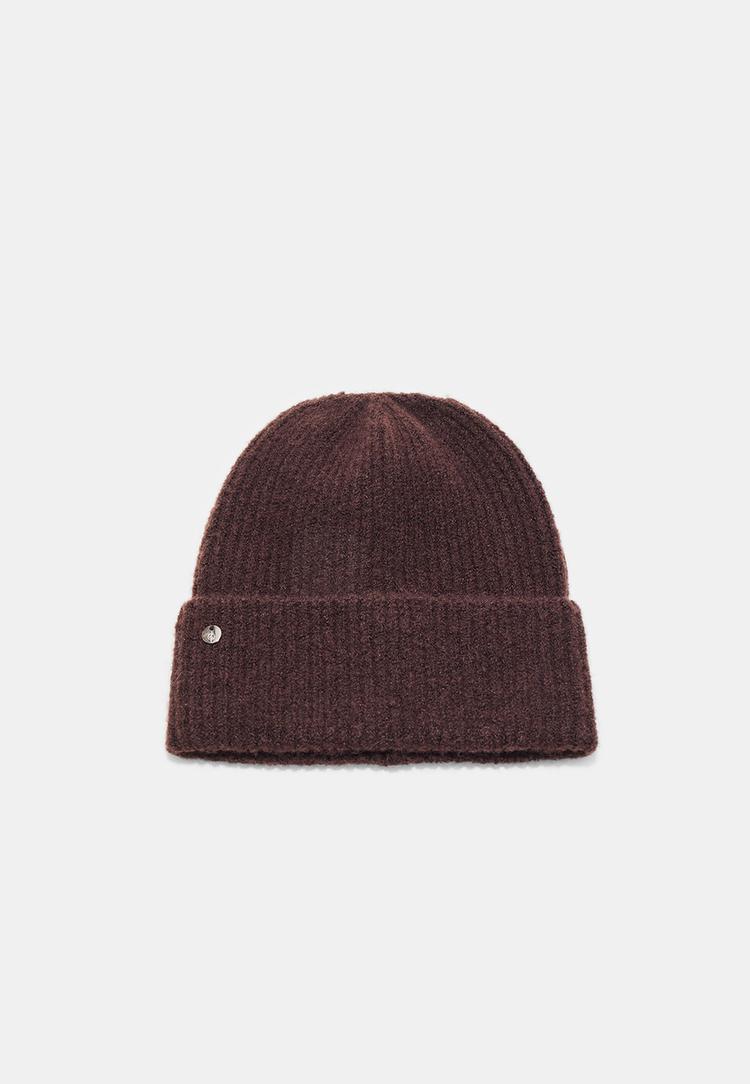 Stradivarius Căciulă Striată Cu Plăcuță Metalică Maro Os