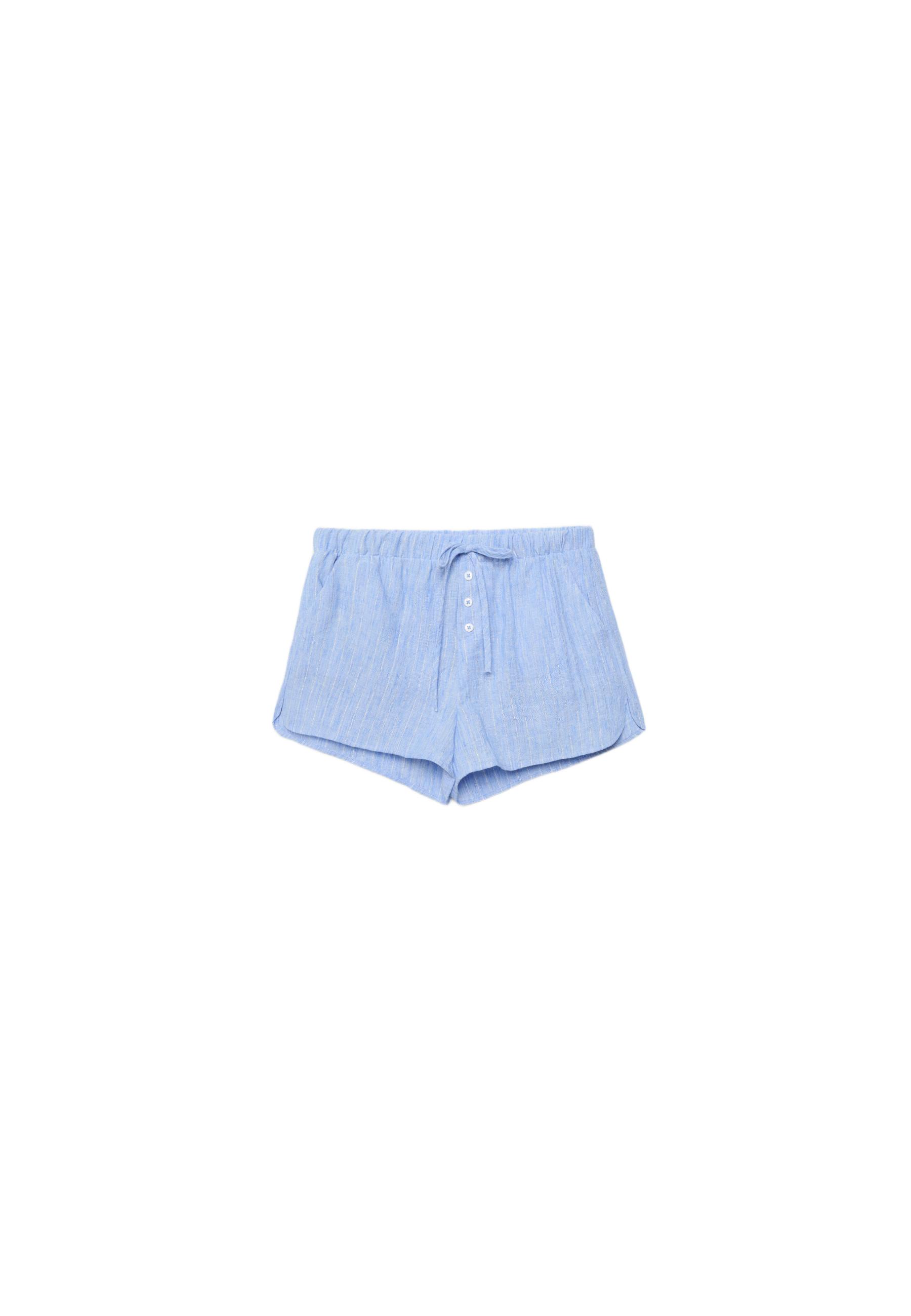 Rustic shorts with metallic thread — Sky blue