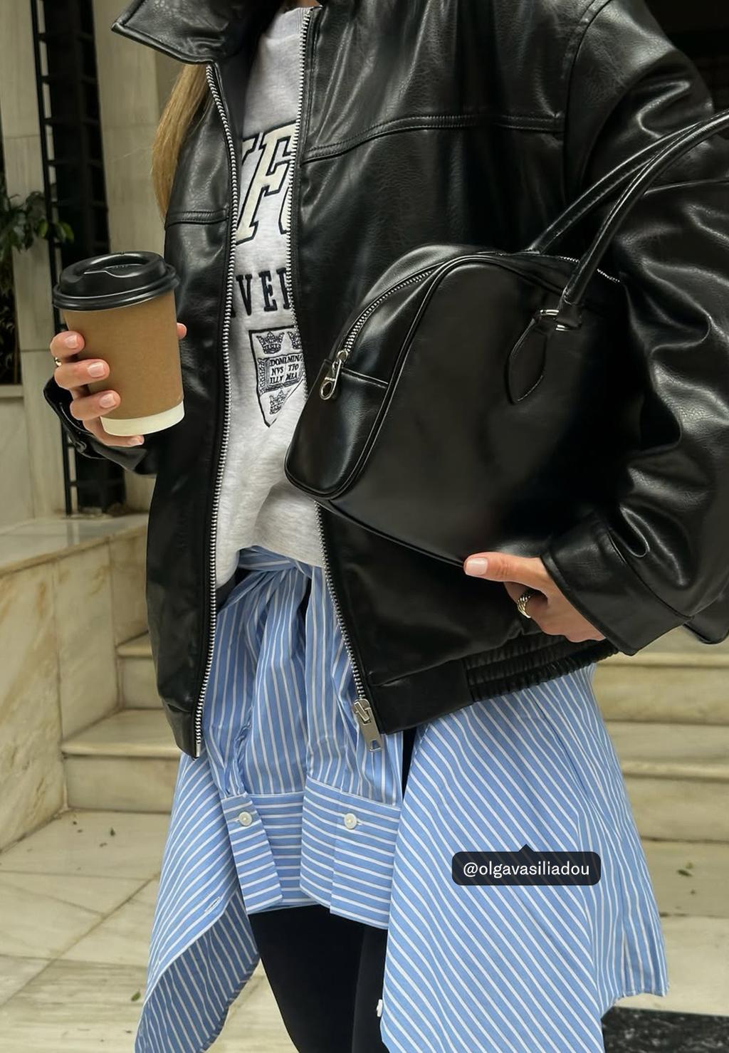 Oversize faux leather jacket