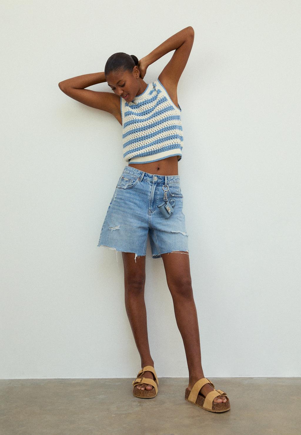 D93 Longline denim shorts