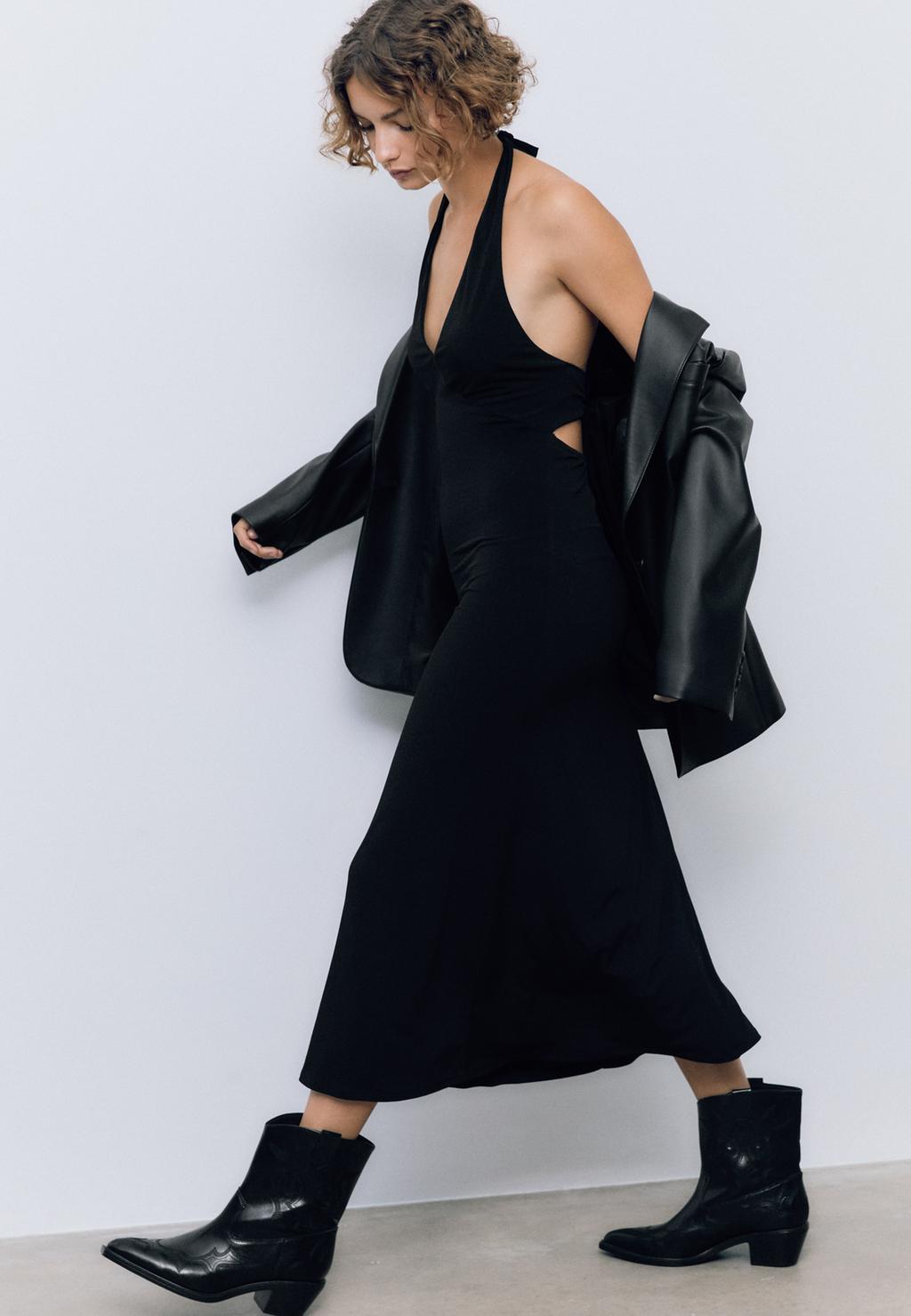 Midi dress with knot in back
