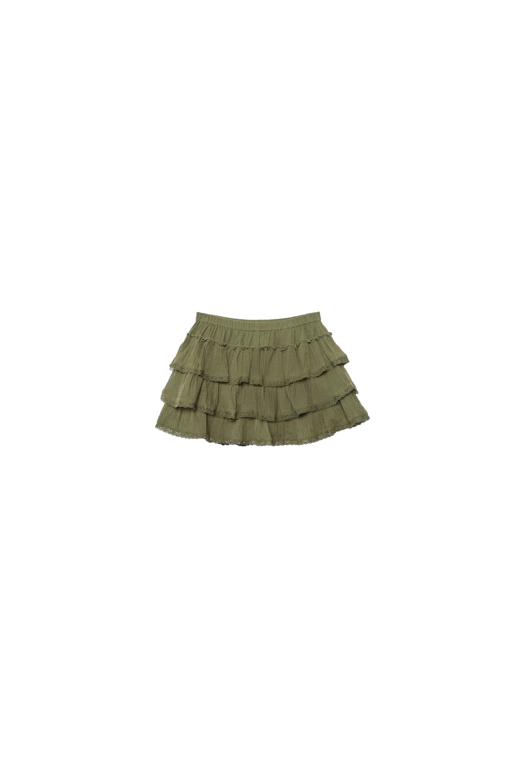 Ruffled crinkle skort — Khaki