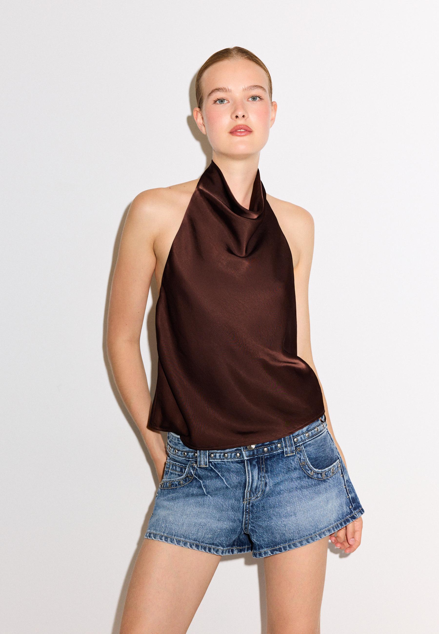 Saten halter top