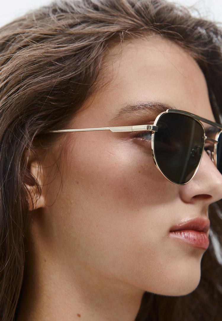 Stradivarius Μεταλλικά Γυαλιά Ηλίου Χακί Os φωτογραφία