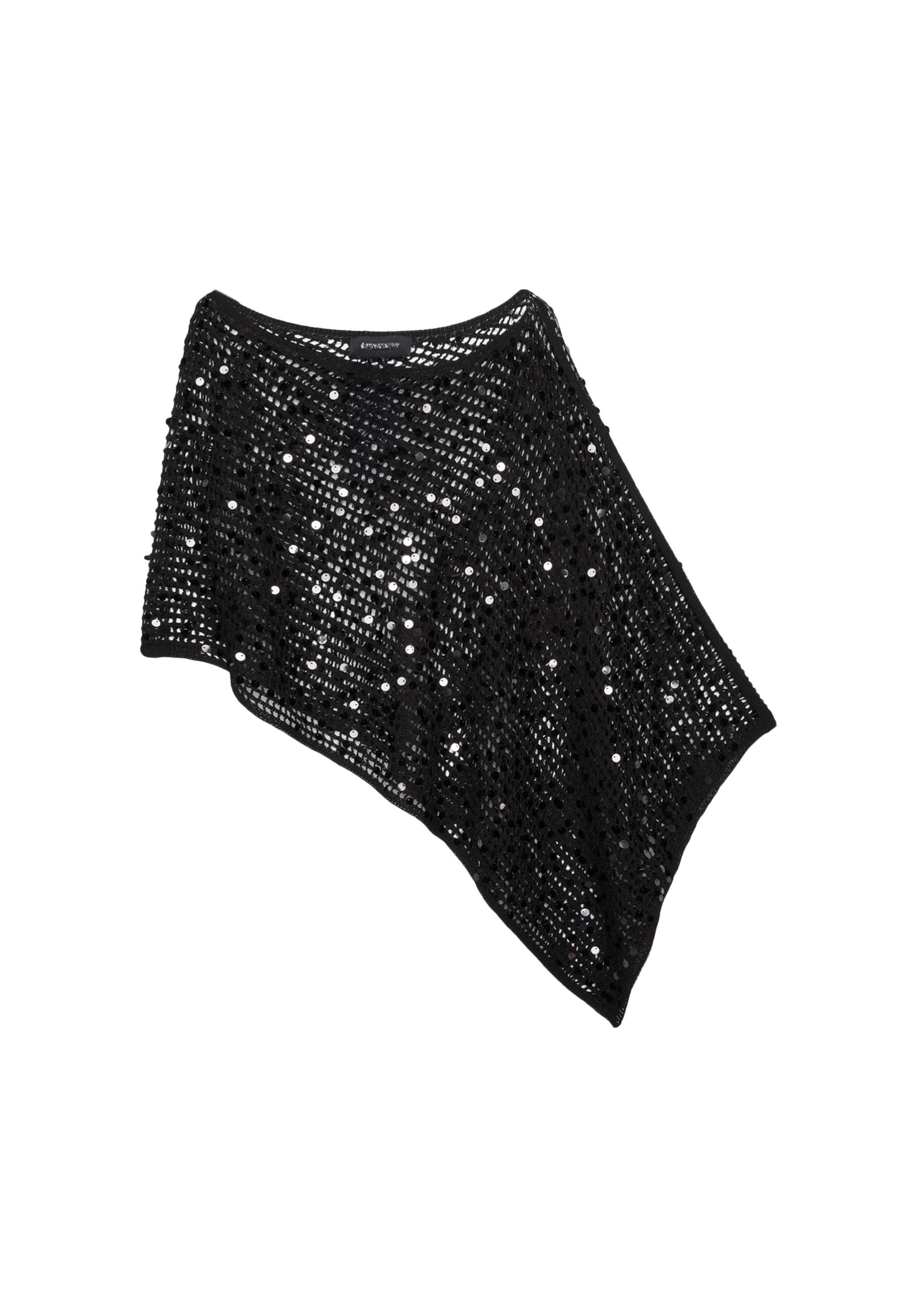 Sequin knit cape — Black