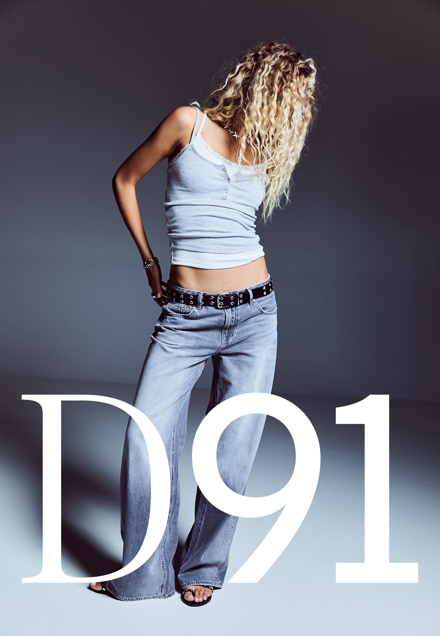 D91 Low wide-leg jeans — GREY DENIM WASH