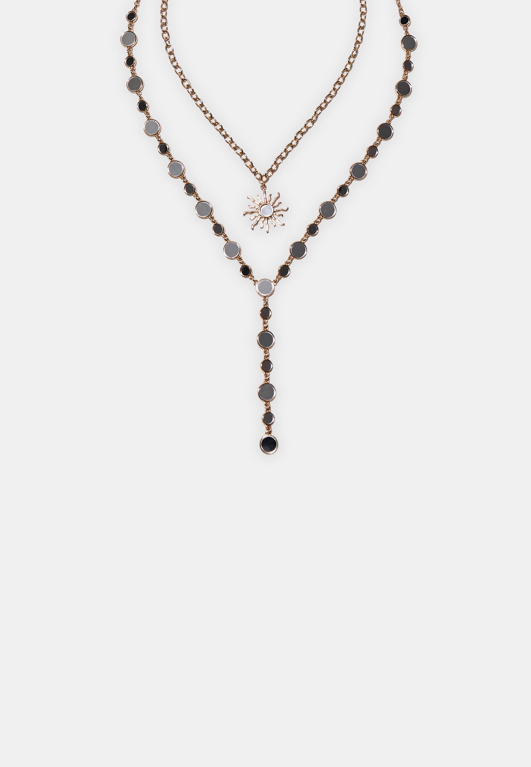 Stradivarius Σετ 2 Κολιέ Lariat Με Ήλιο Χρυσαφί Os