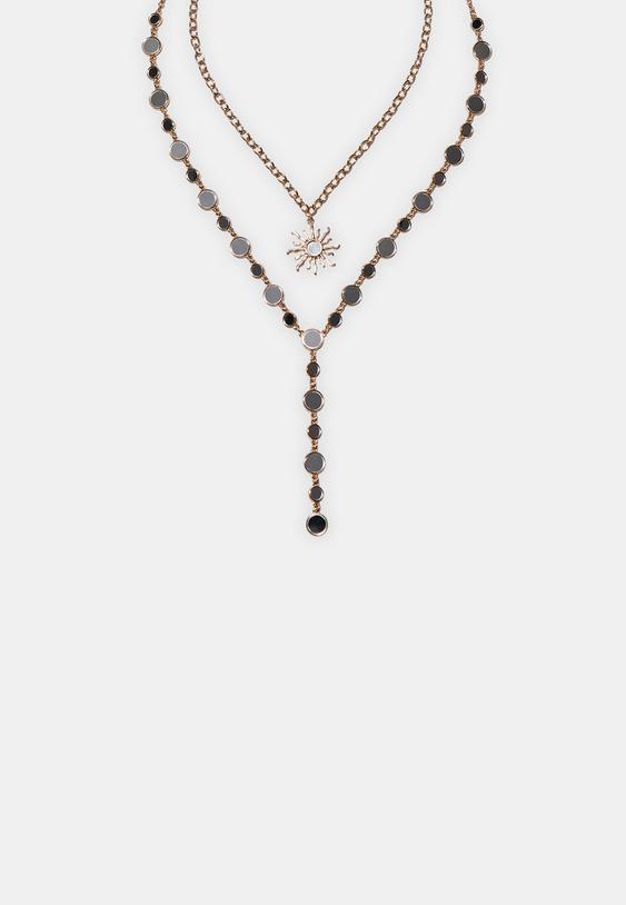 Stradivarius Set Of 2 Sun Lariat Necklaces Gold Os