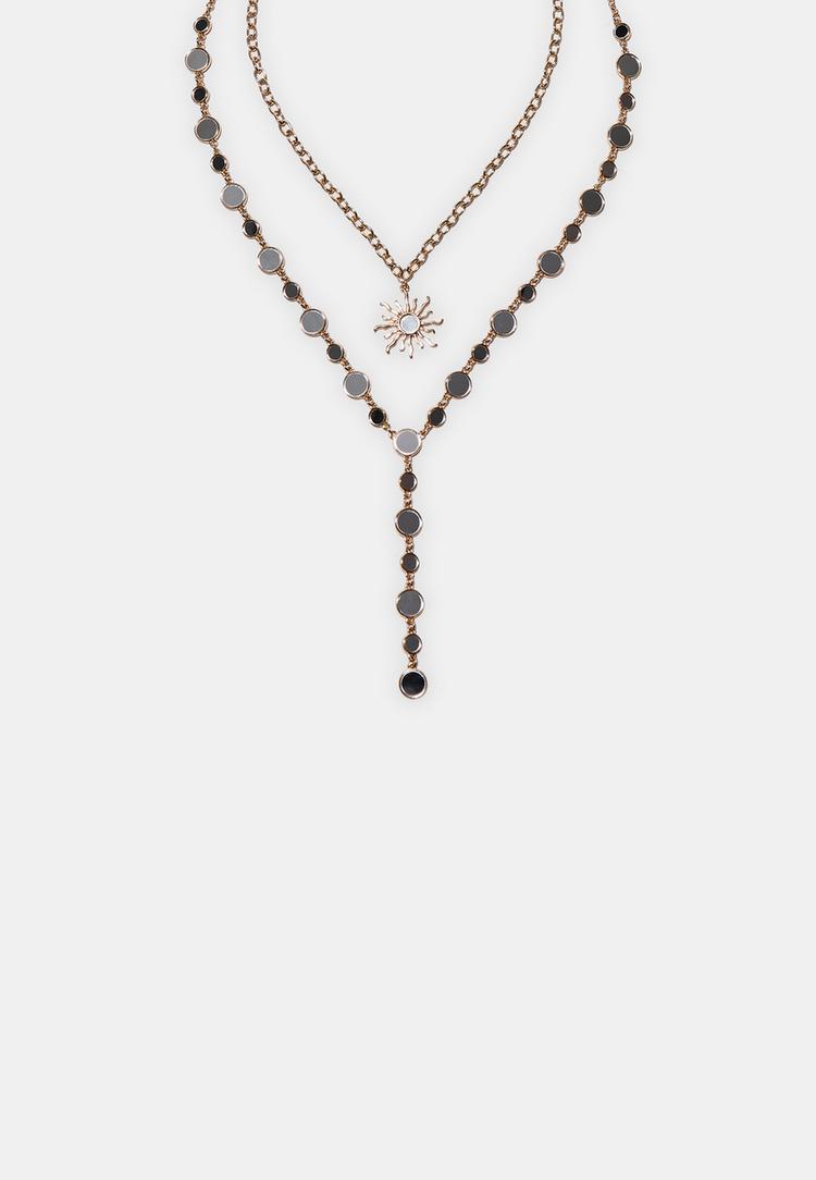 Stradivarius Σετ 2 Κολιέ Lariat Με Ήλιο Χρυσαφί Os