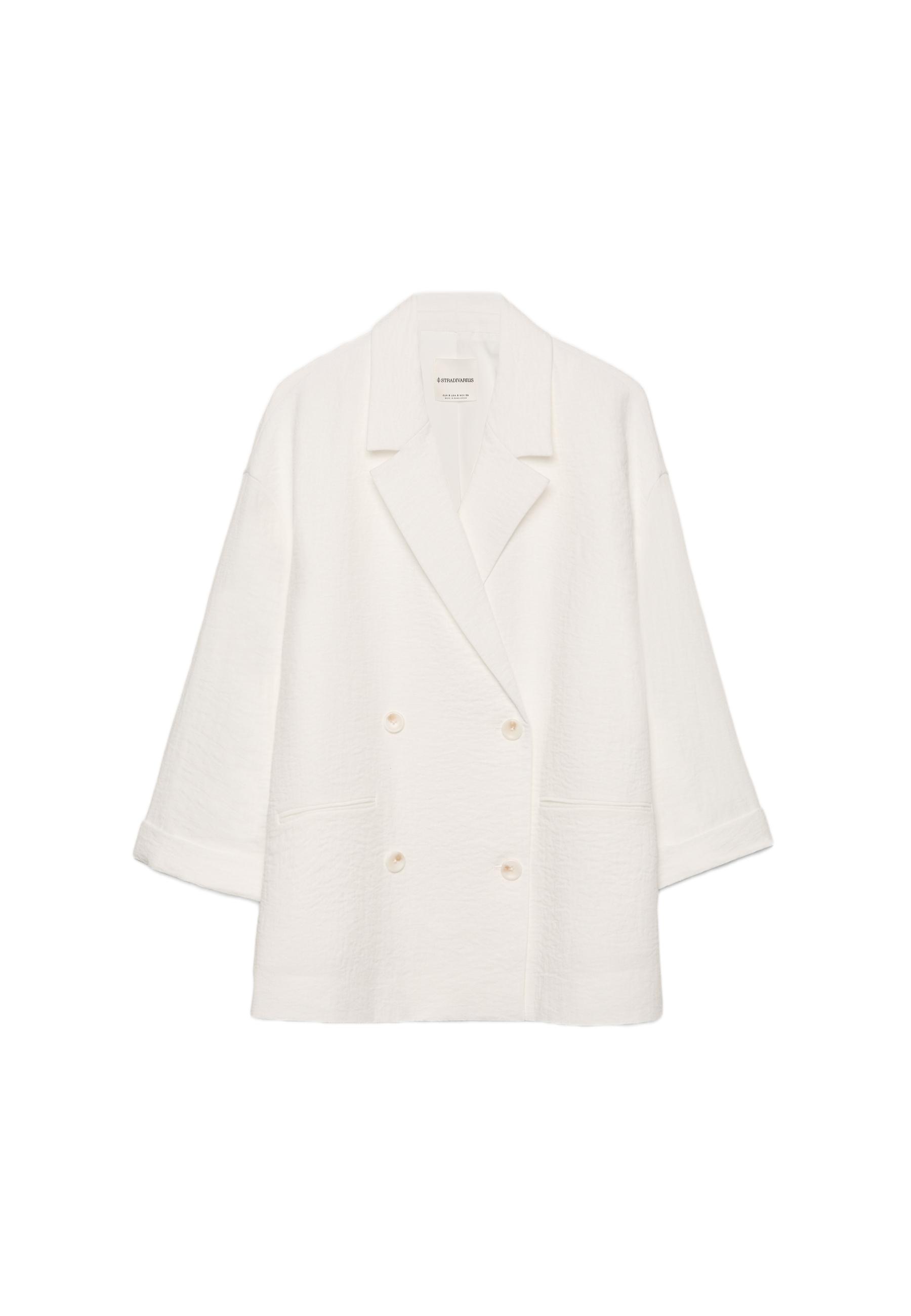 Flowing double-breasted blazer — Ecru