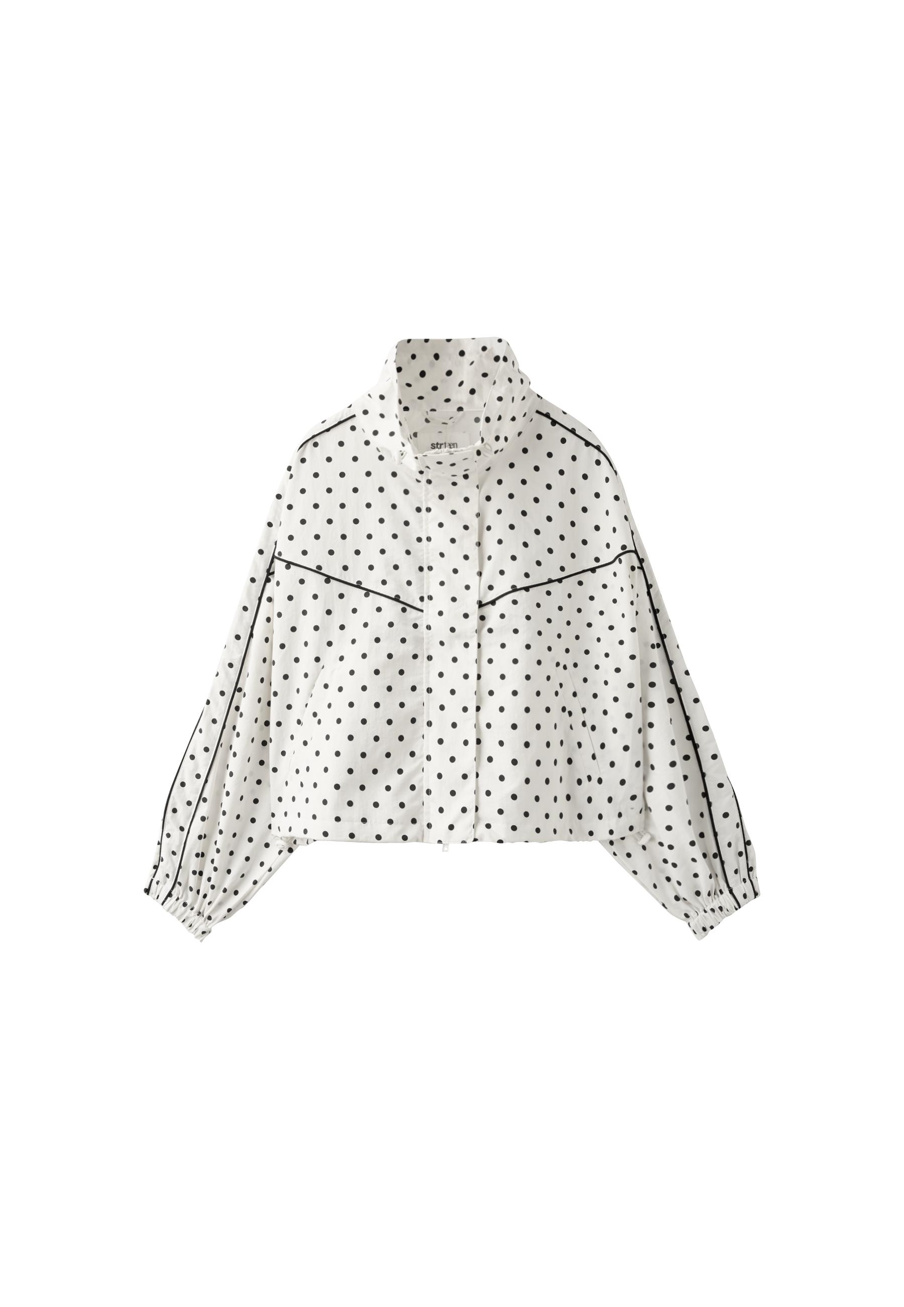 Polka dot cropped windbreaker — Ecru