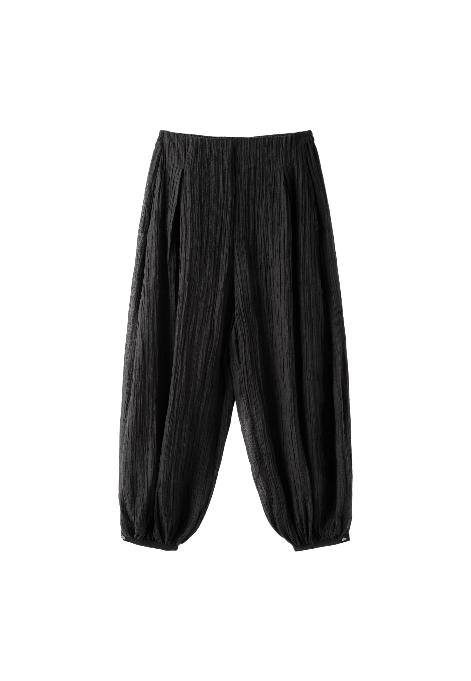 Textured sarouel trousers — Black