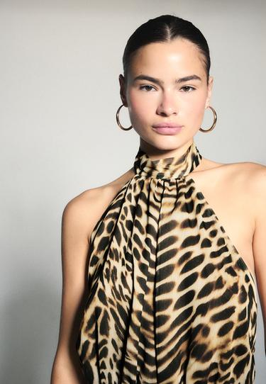 Printed halter dress — Caramel 4