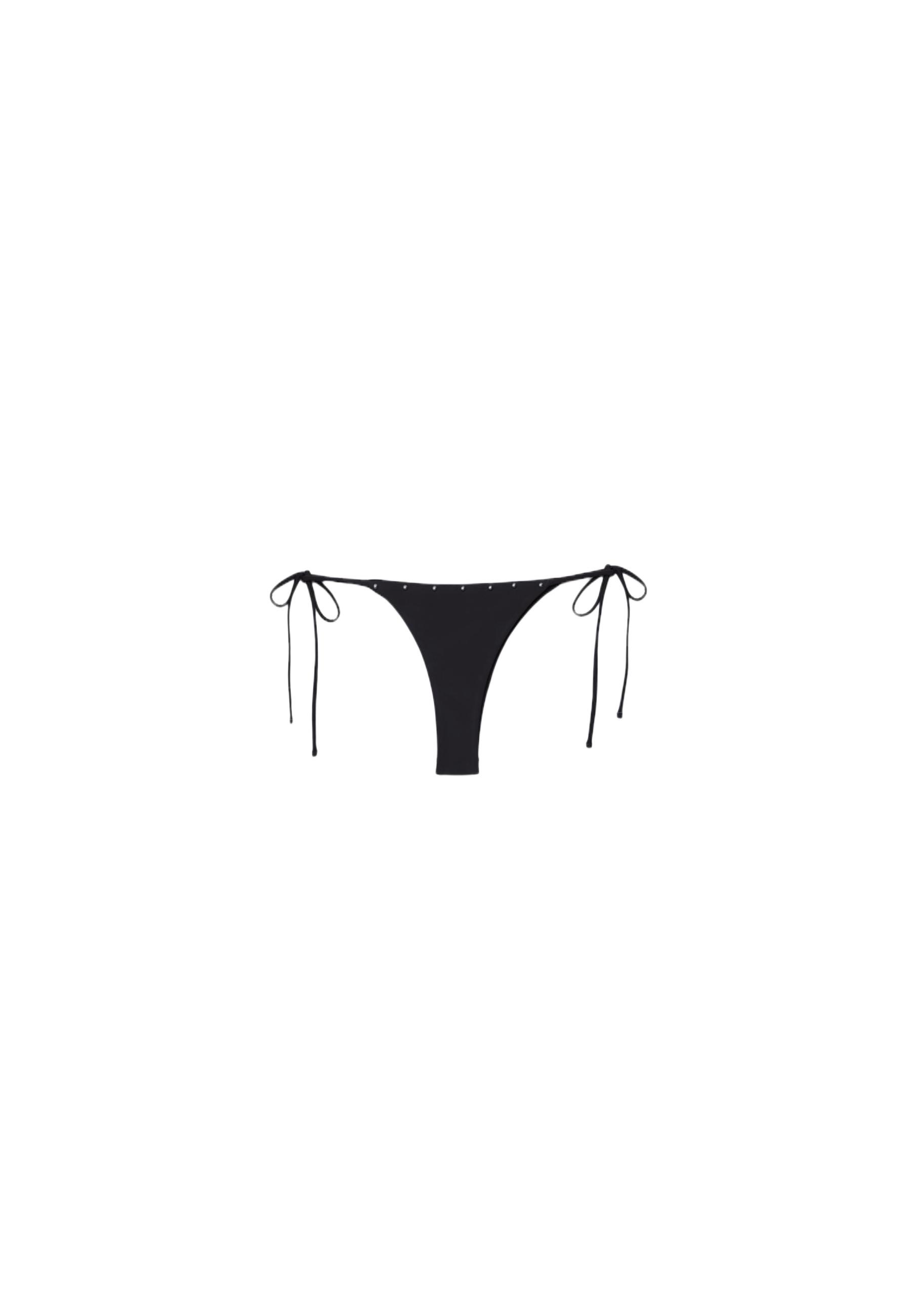 Studded tie-side bikini bottoms — Black