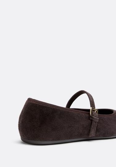 Leather Mary Jane ballet pumps — BROWN 4
