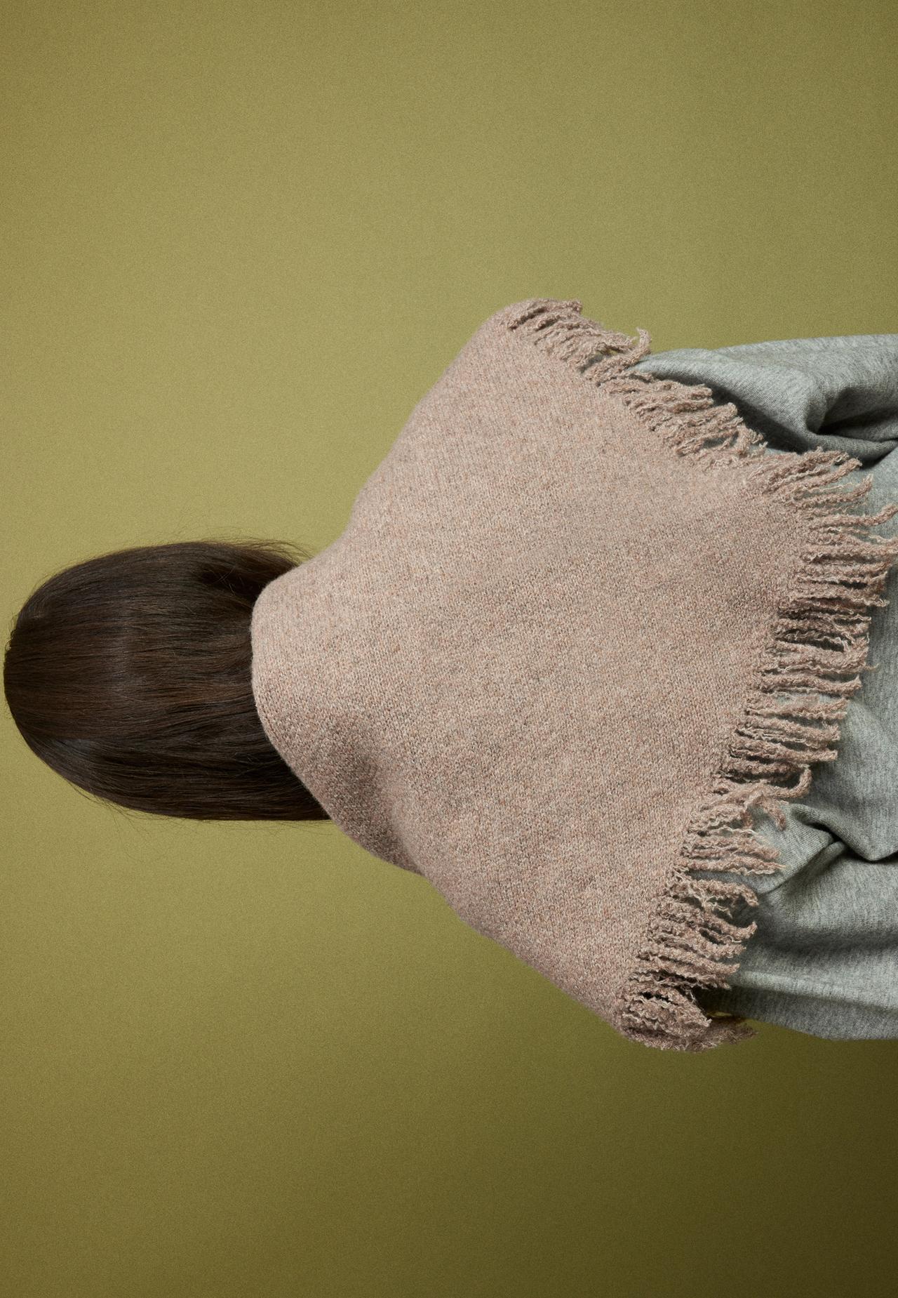 Fringed cape scarf — Beige