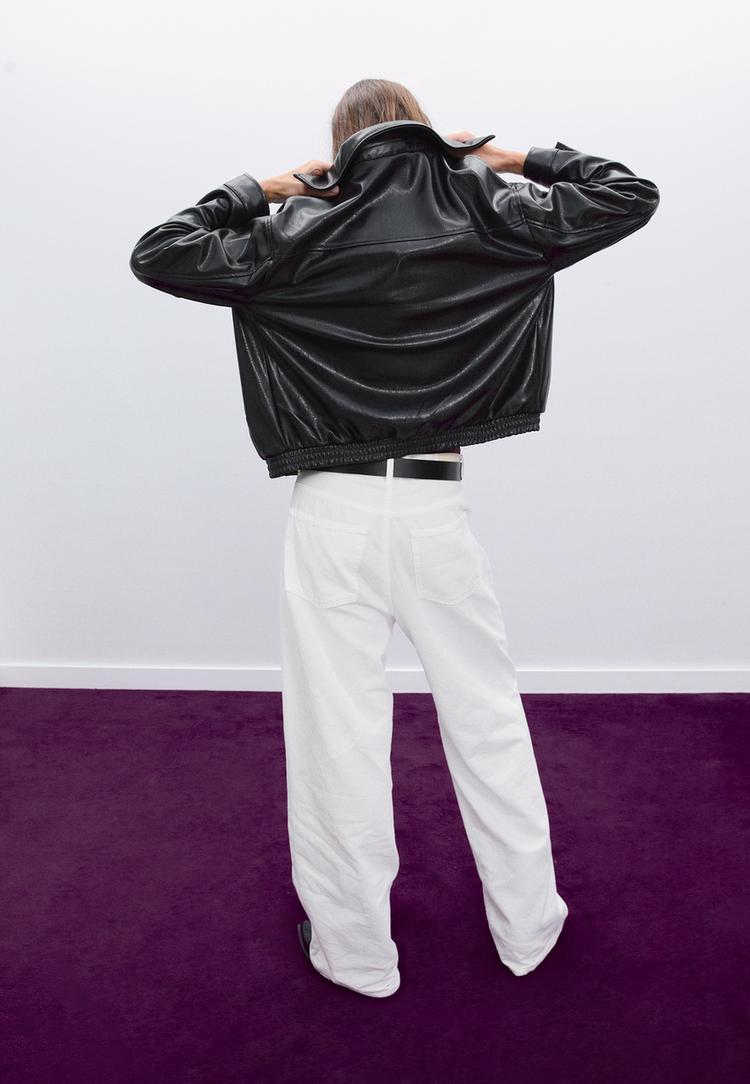 oversize faux leather jacket
