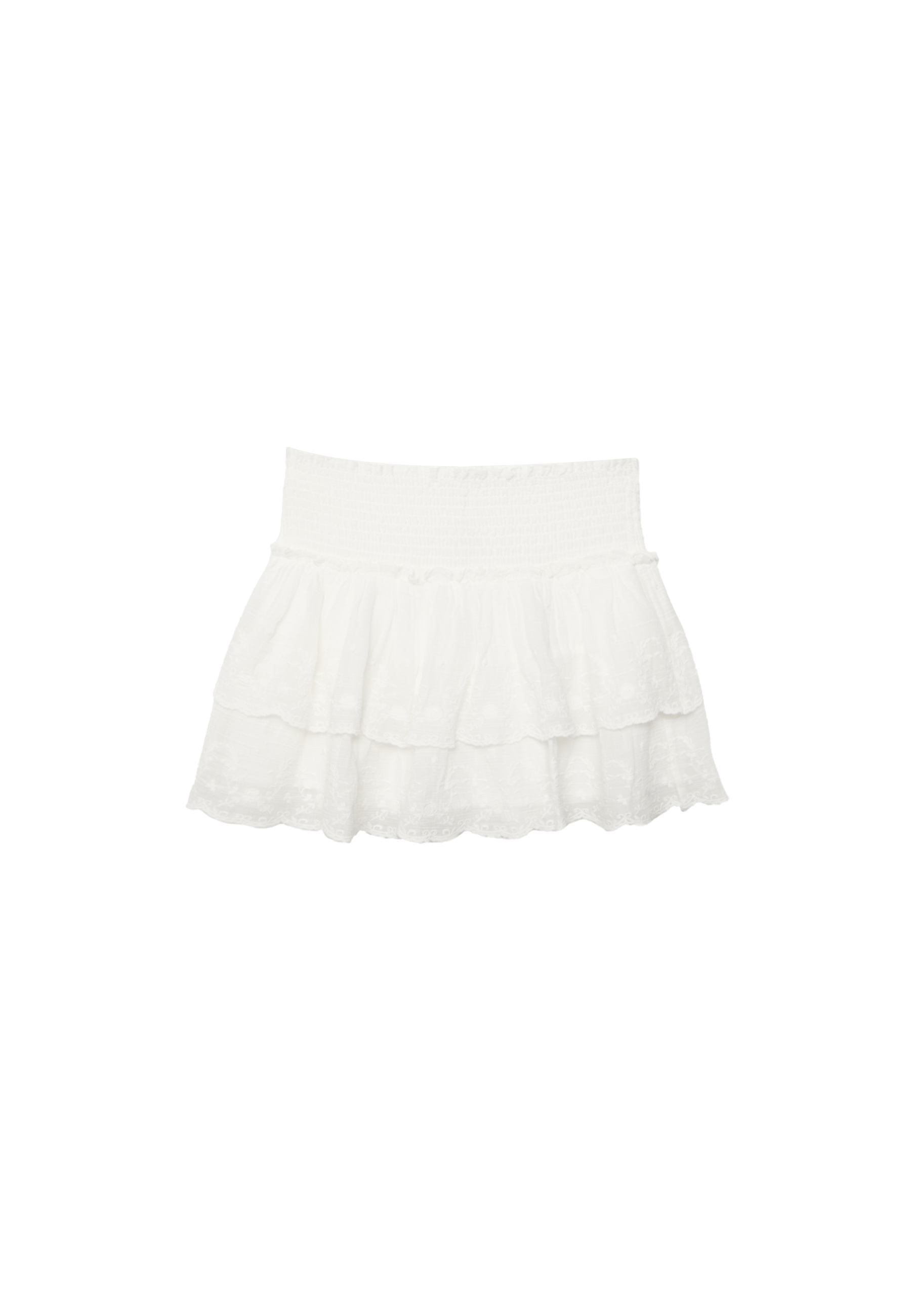 Embroidered crinkle skort — Ecru