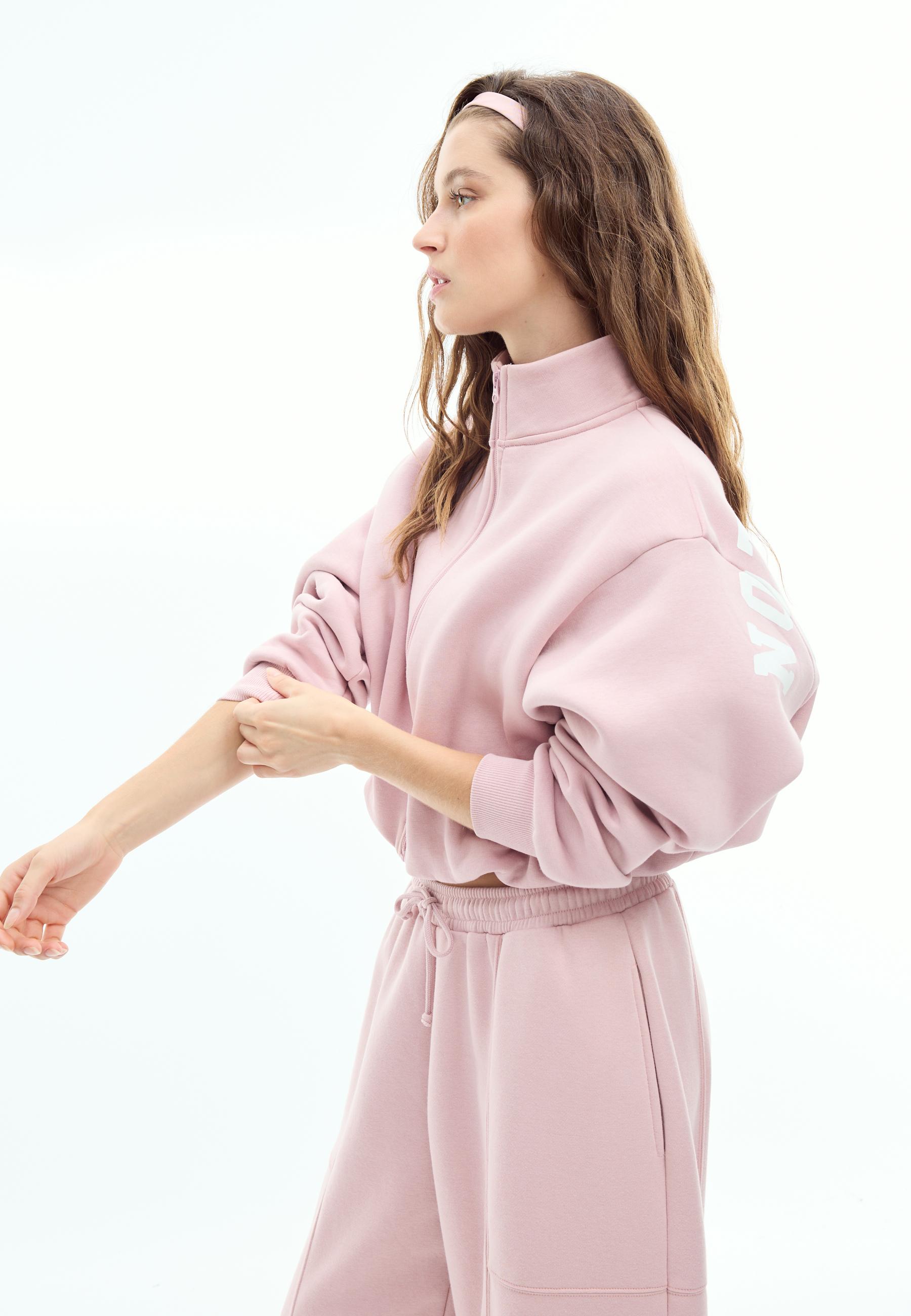 High neck cropped sweatshirt — Dusty rose
