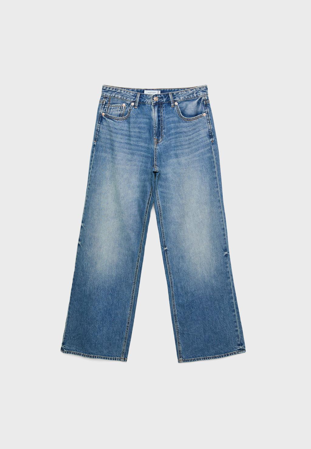 D91 Jeans mit tiefem, weitem Bein