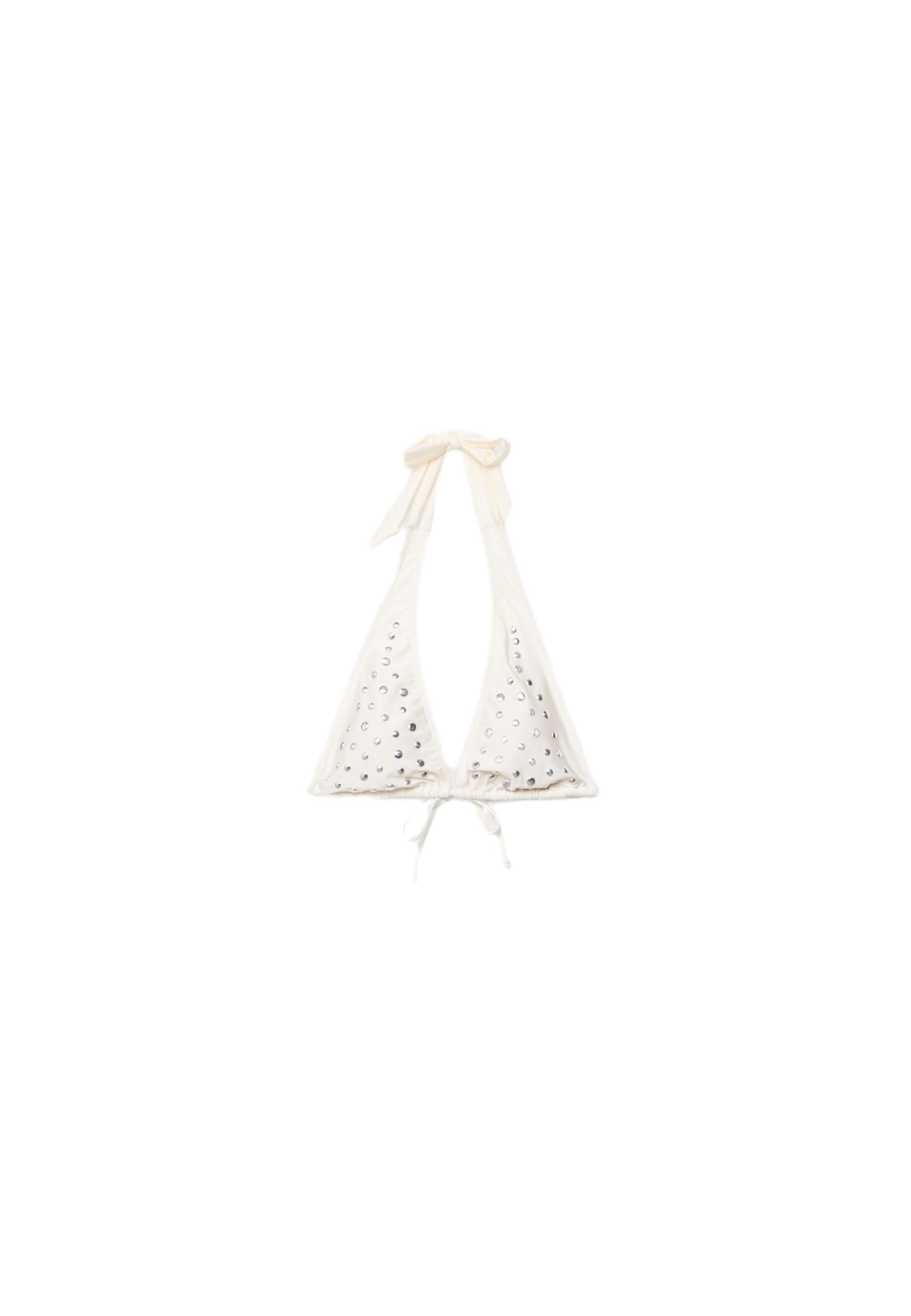Large studded bikini top — Ecru