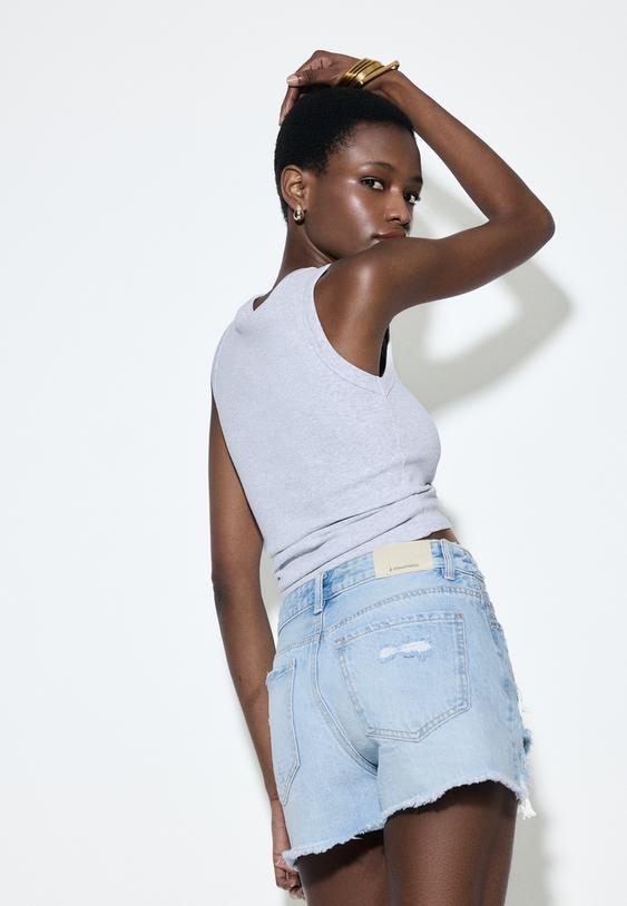 d75 ripped denim shorts