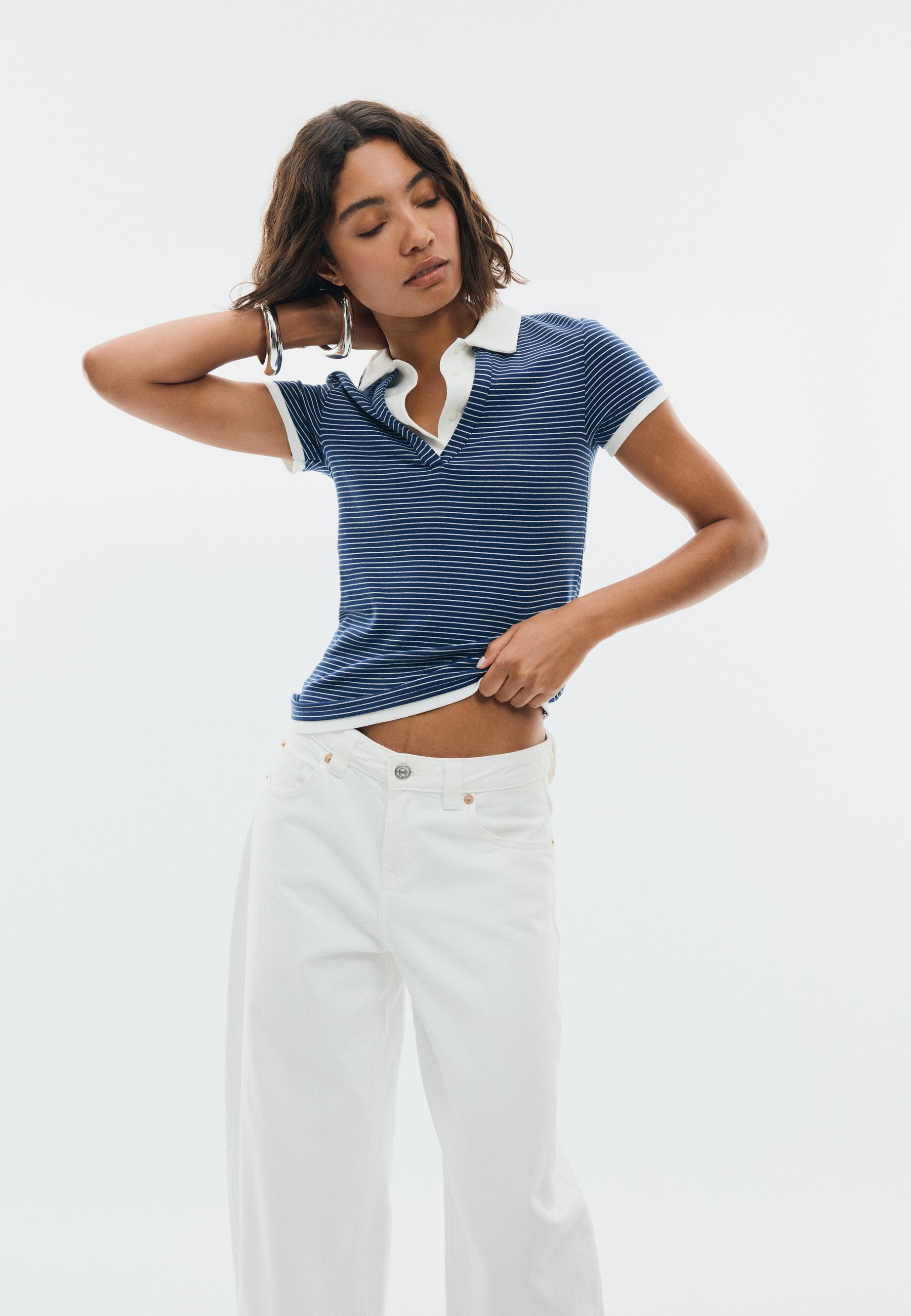Double-layer short sleeve polo T-shirt — Ecru