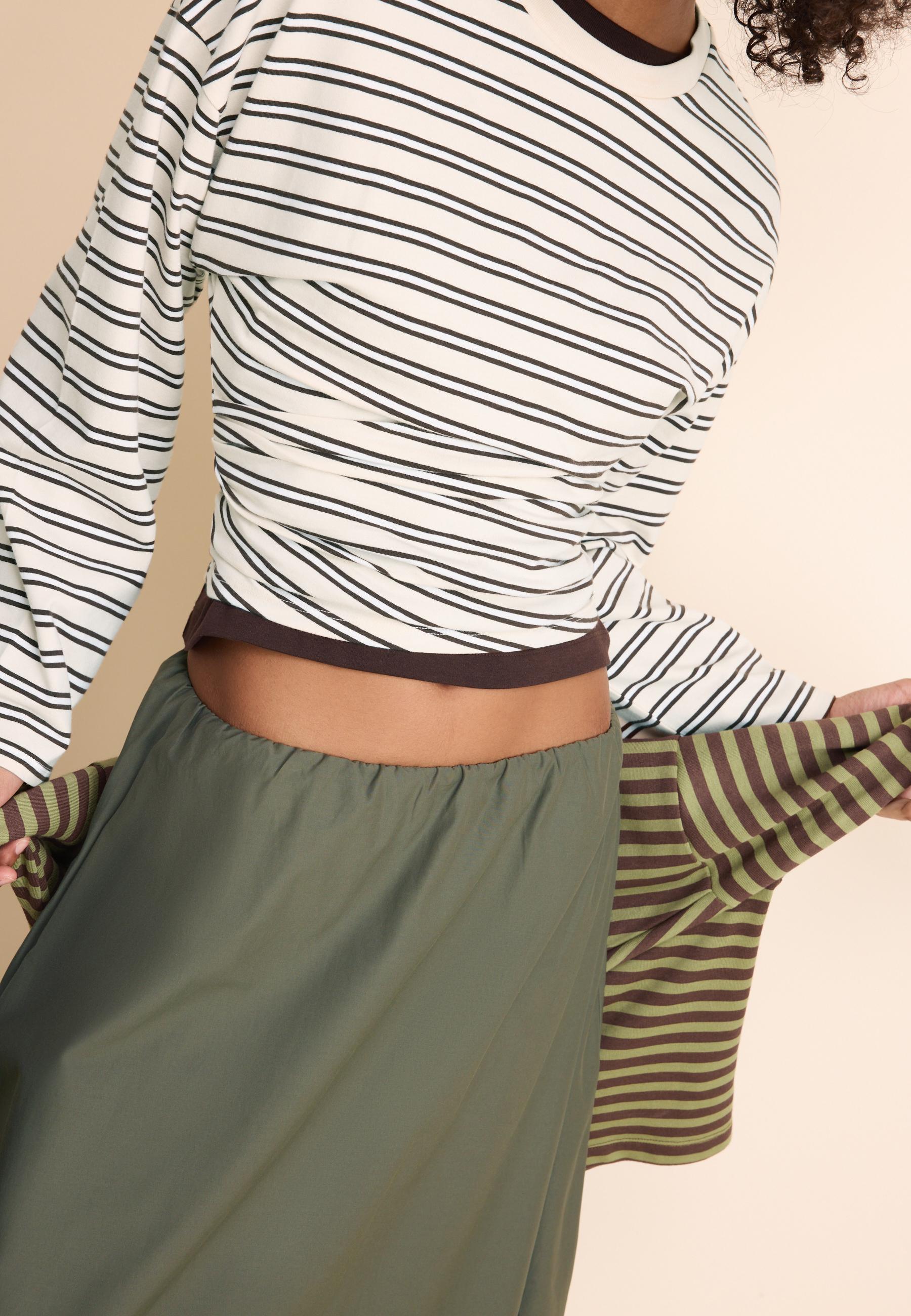 Poplin balloon maxi skirt — Khaki
