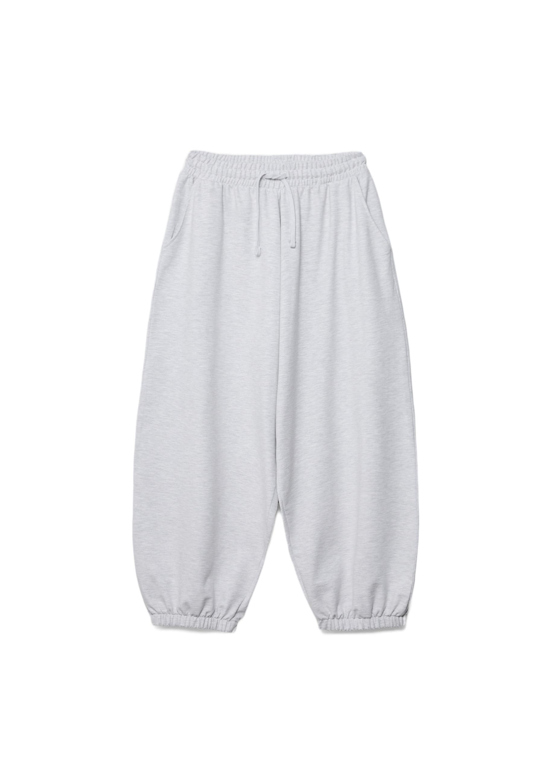Balloon volume jogger trousers — Grey melange