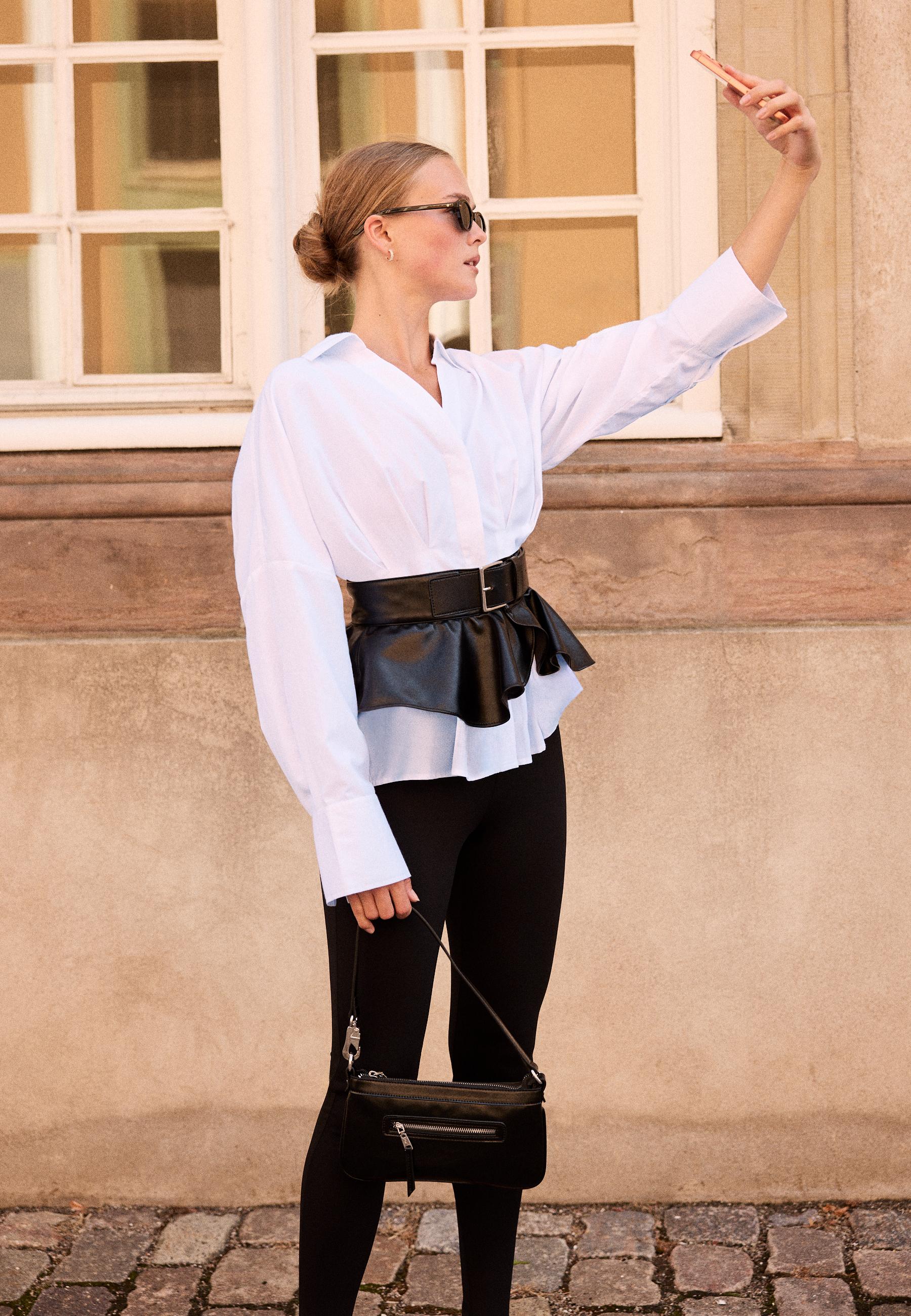 Pleated poplin shirt — White